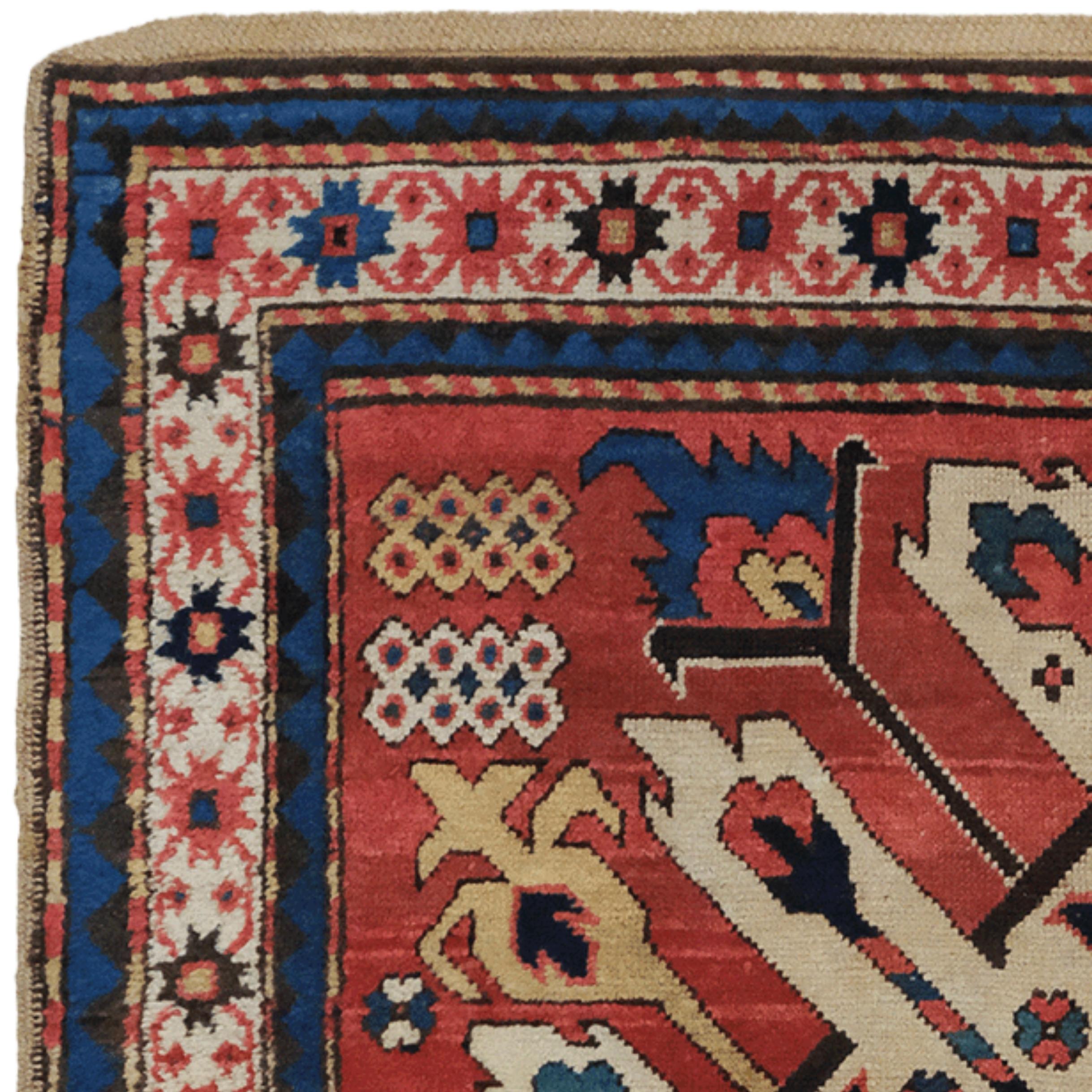 Wool Circa 1870 Caucasian Eagle Rug For Sale