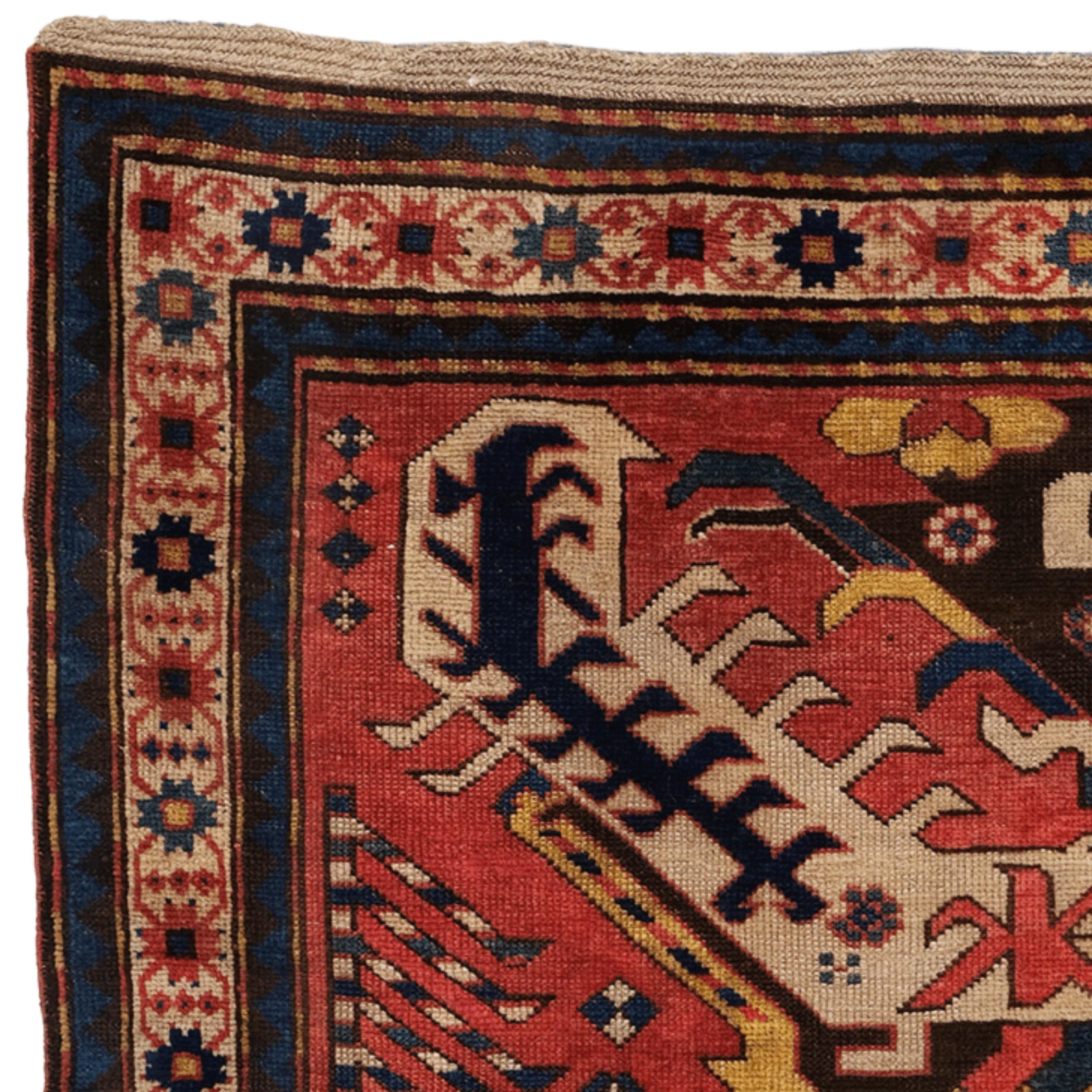 Wool Circa 1870 Caucasian Eagle Rug For Sale