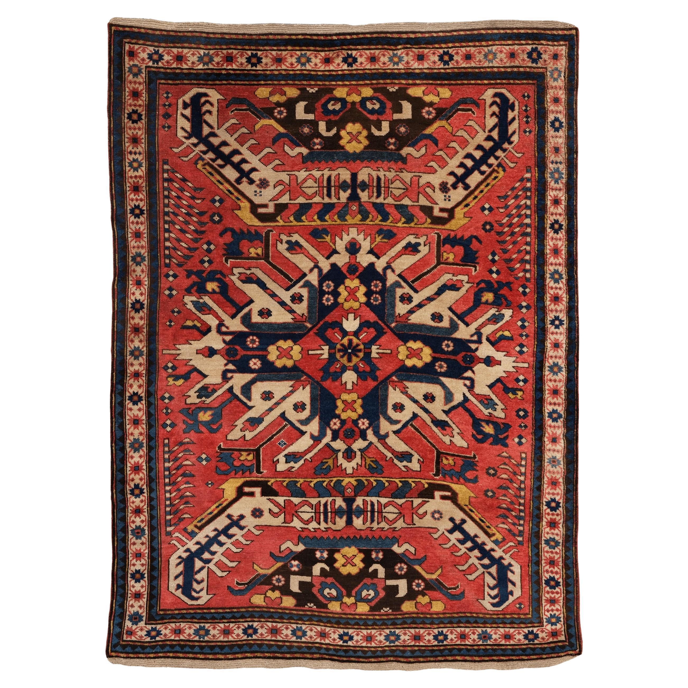 Circa 1870 Caucasian Eagle Rug For Sale