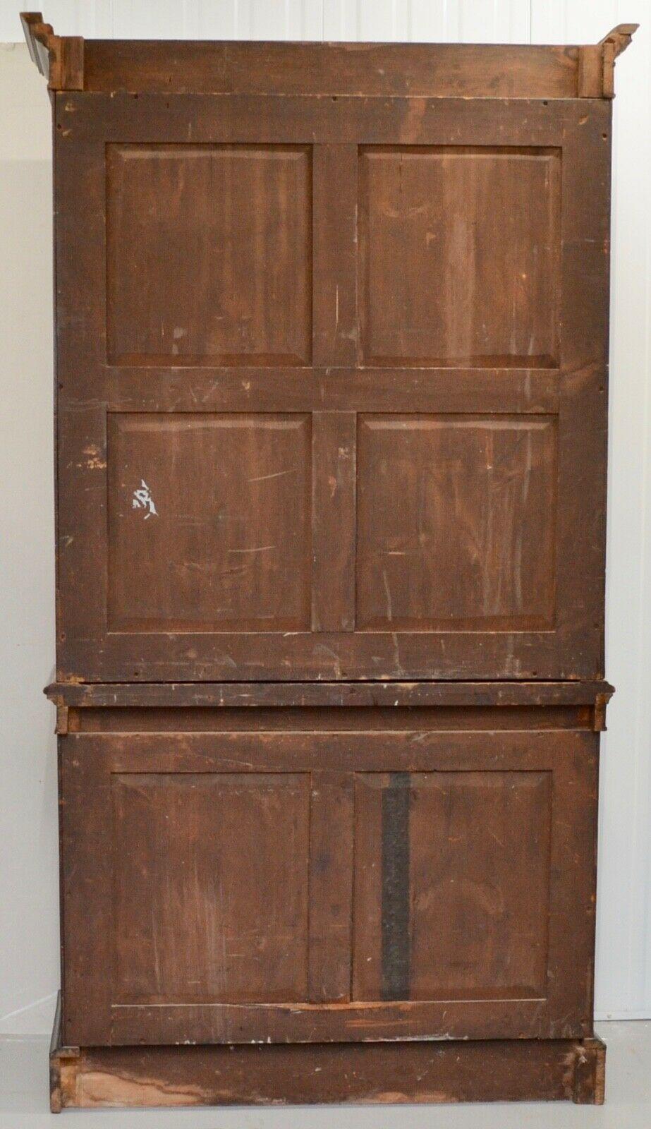 Late 19th Century CIRCA 1870 CHIPPENDALE REVIVAL HARDWOOD BOOKCASE, MOULDED OUTSWEPT CORNiCE ABOVE For Sale