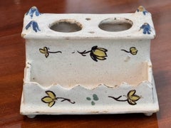 Circa 1870 Delft Pottery Inkwell