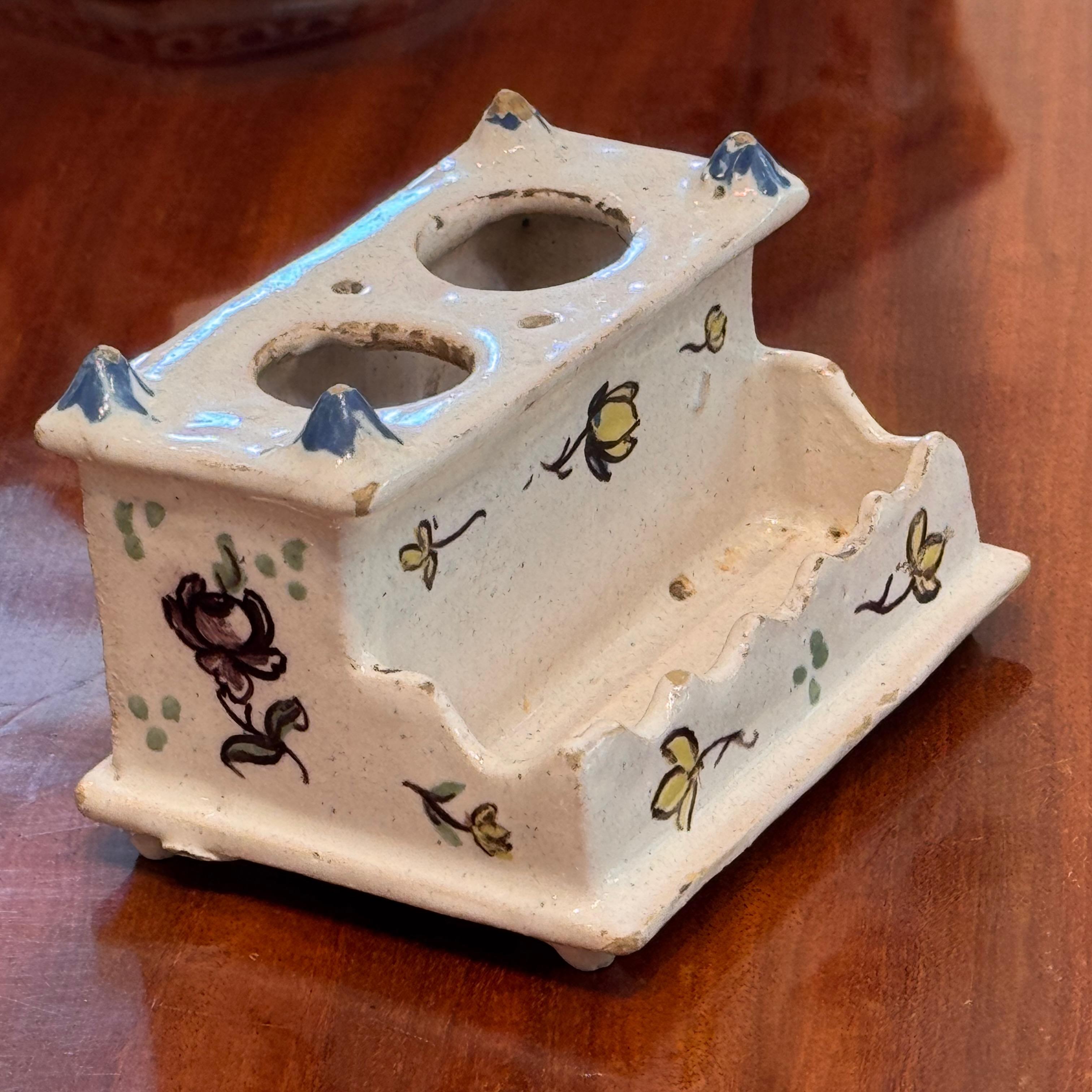 Tintero de cerámica de Delft Circa 1870 Holandés en venta