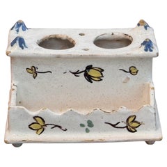 Circa 1870 Delft Pottery Inkwell