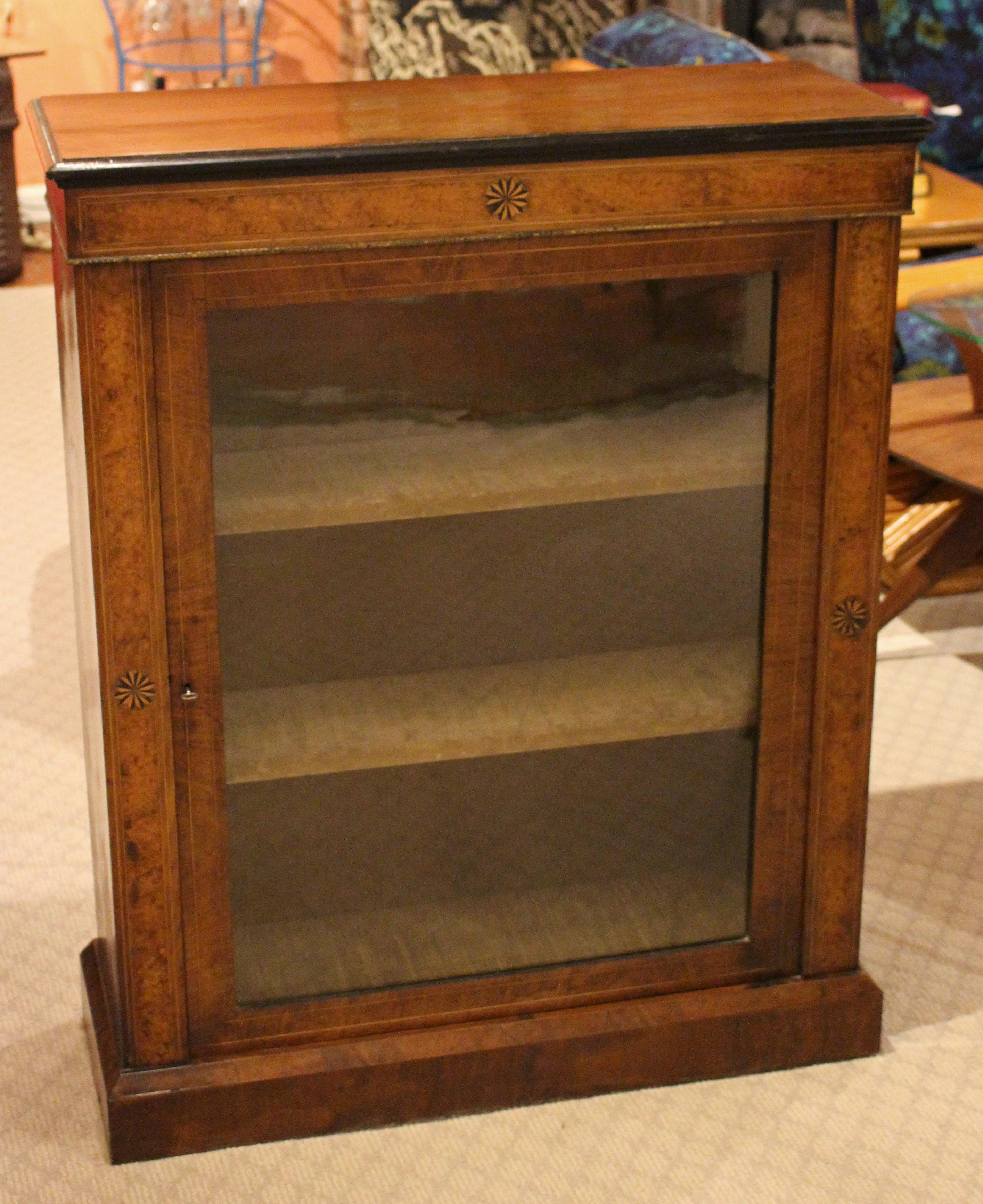 Inlay Circa 1870 English Cabinet or Bookcase
