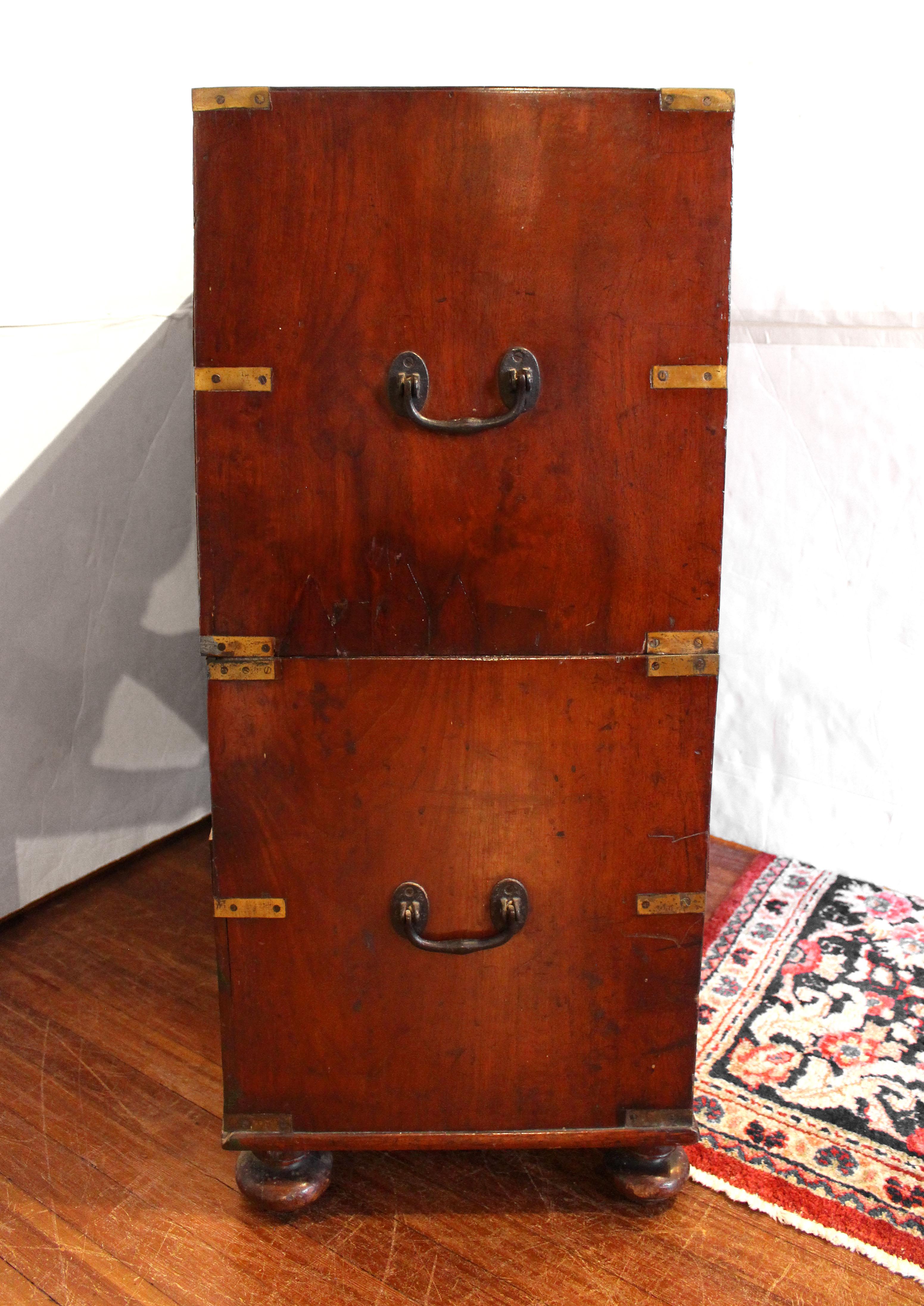 Mid-19th Century Circa 1860 English Campaign Chest of Drawers For Sale