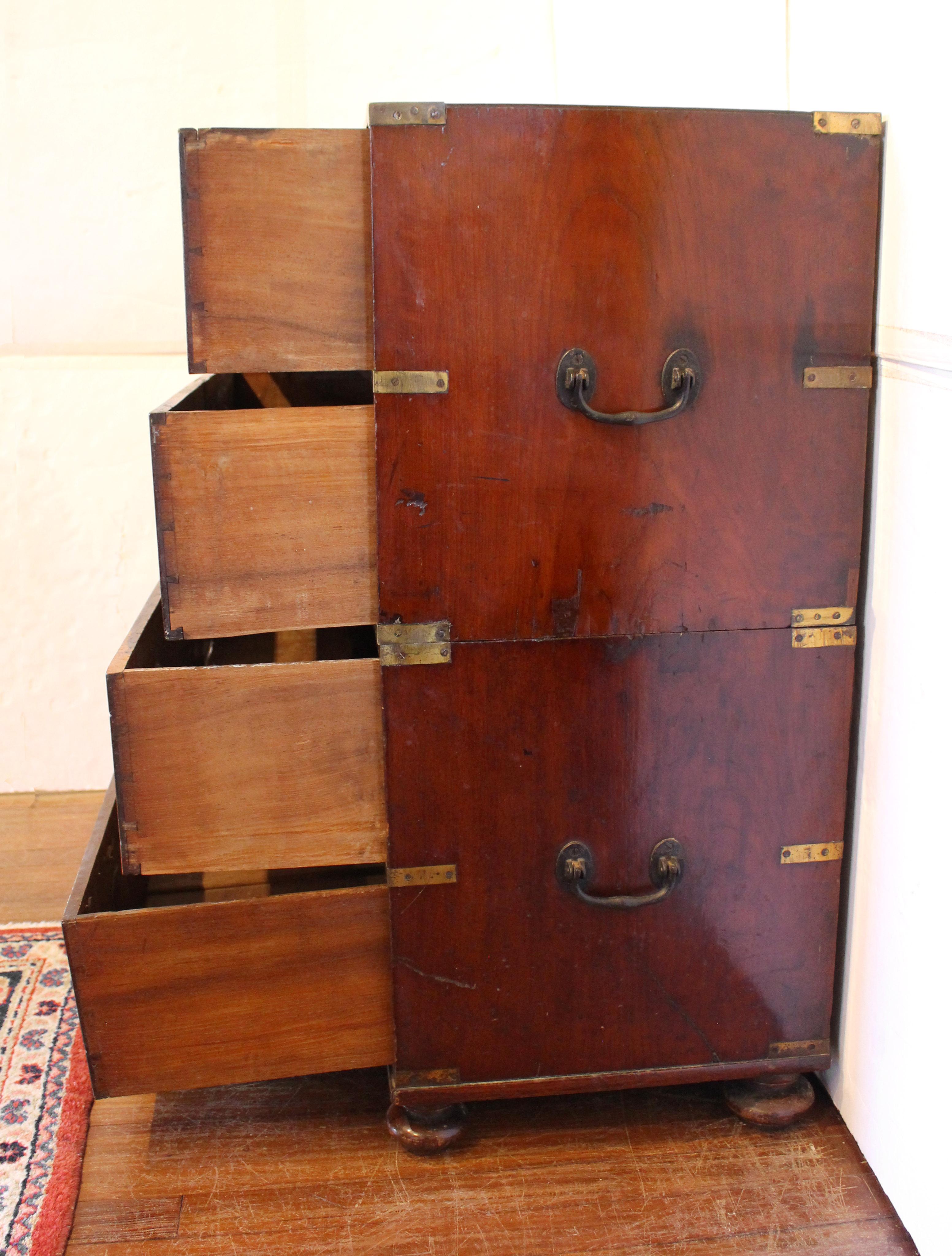 Circa 1860 English Campaign Chest of Drawers For Sale 1
