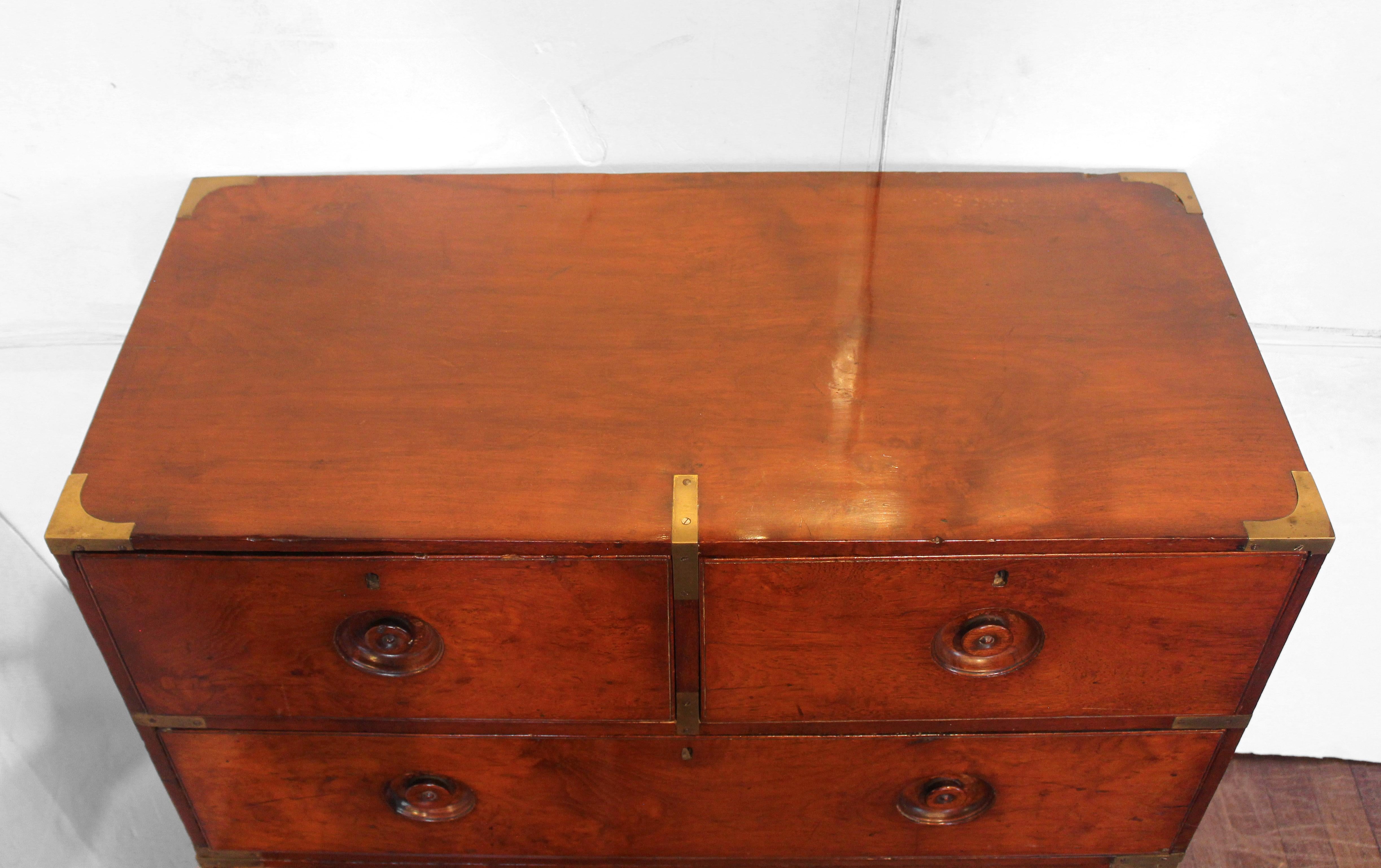 Circa 1860 English Campaign Chest of Drawers For Sale 2