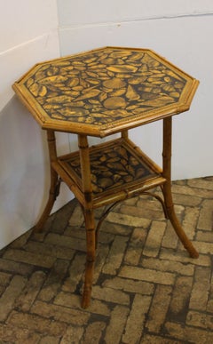 Circa 1870 English Octagonal Bamboo 2-Tier Side Table