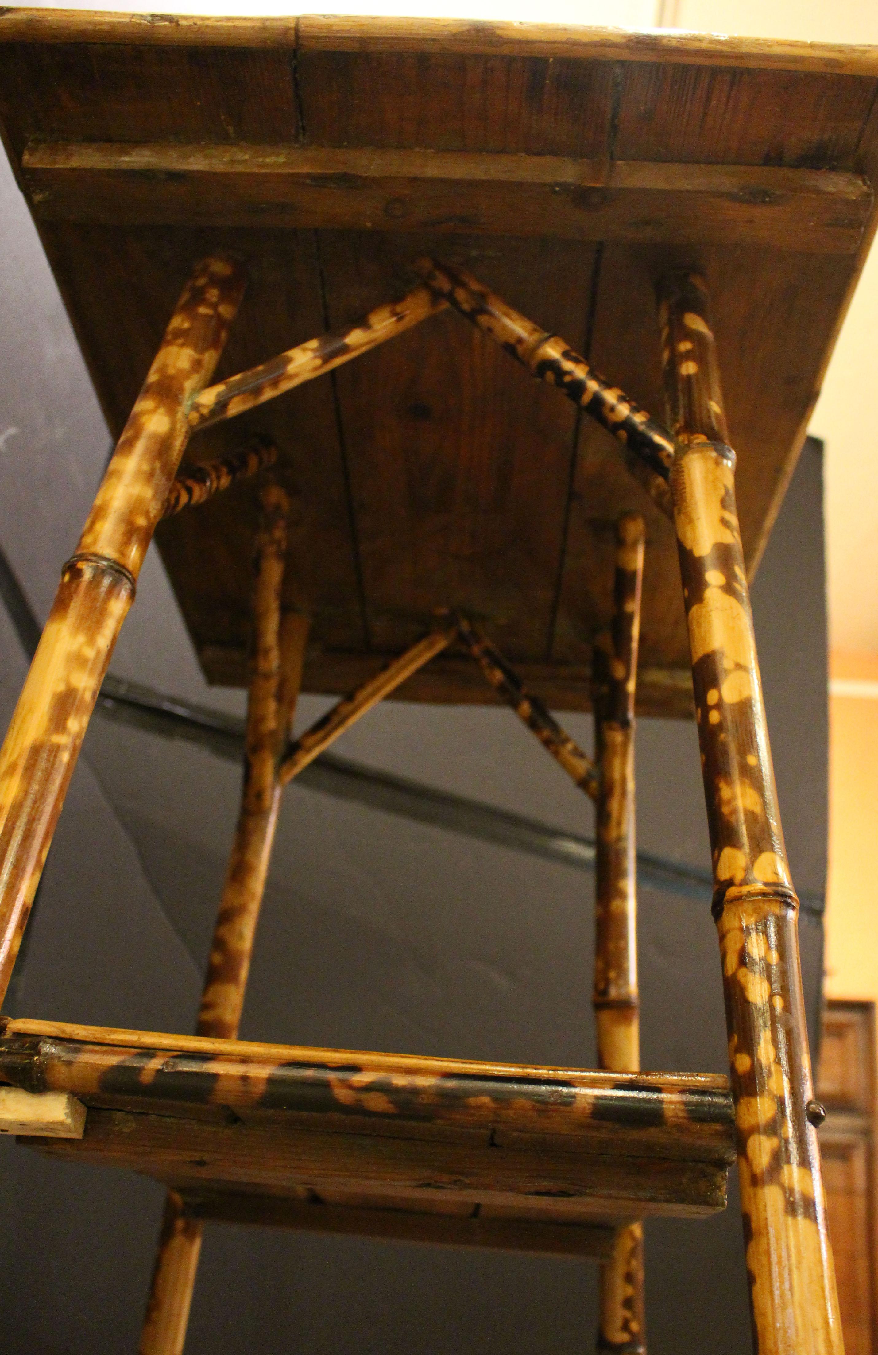Circa 1870 English Two Tiered Bamboo Side Table In Good Condition In Chapel Hill, NC