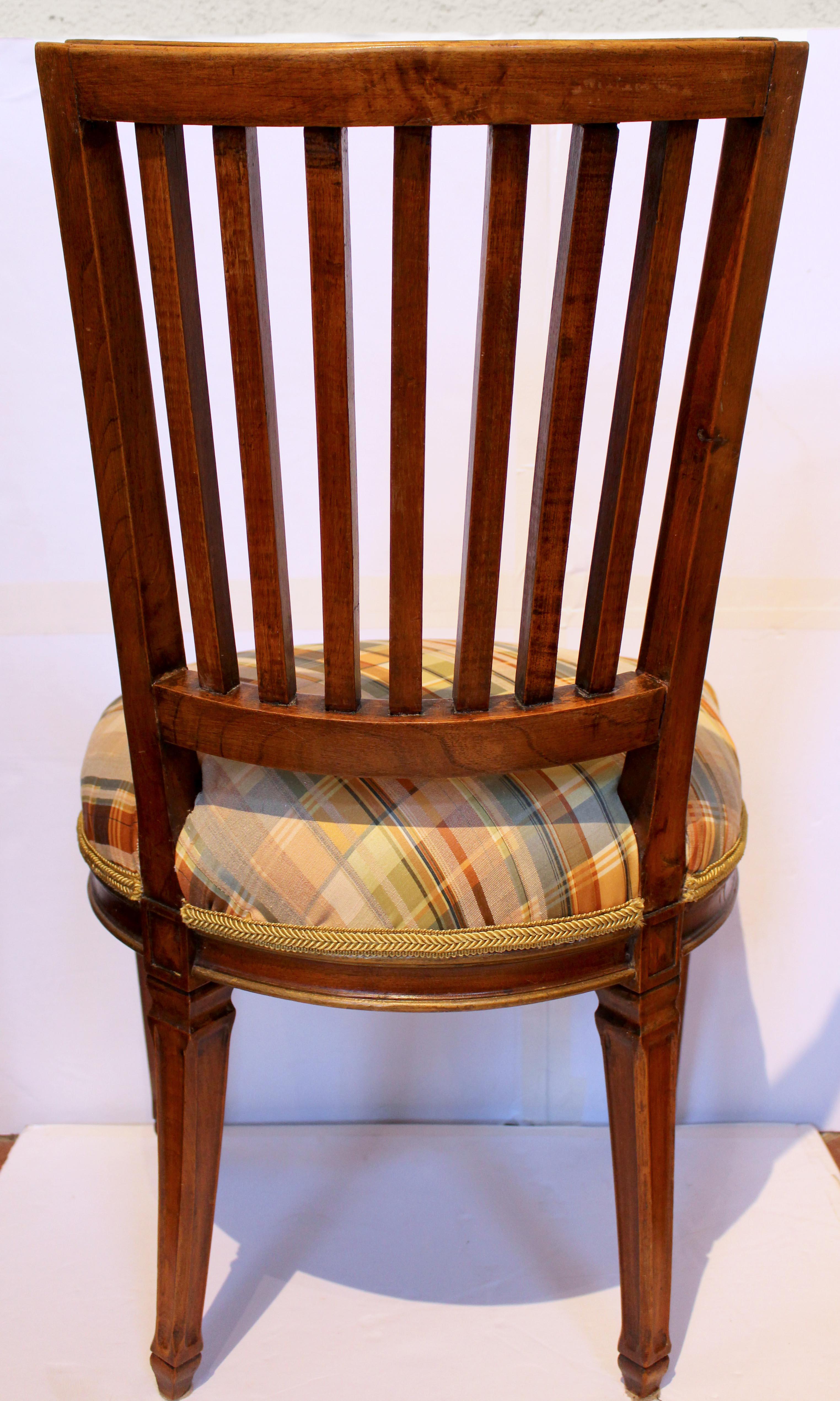 Chamfered Circa 1870 French Louis XVI Style Side Chair For Sale