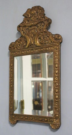 Circa 1870 French Petite Repousse Brass Mirror