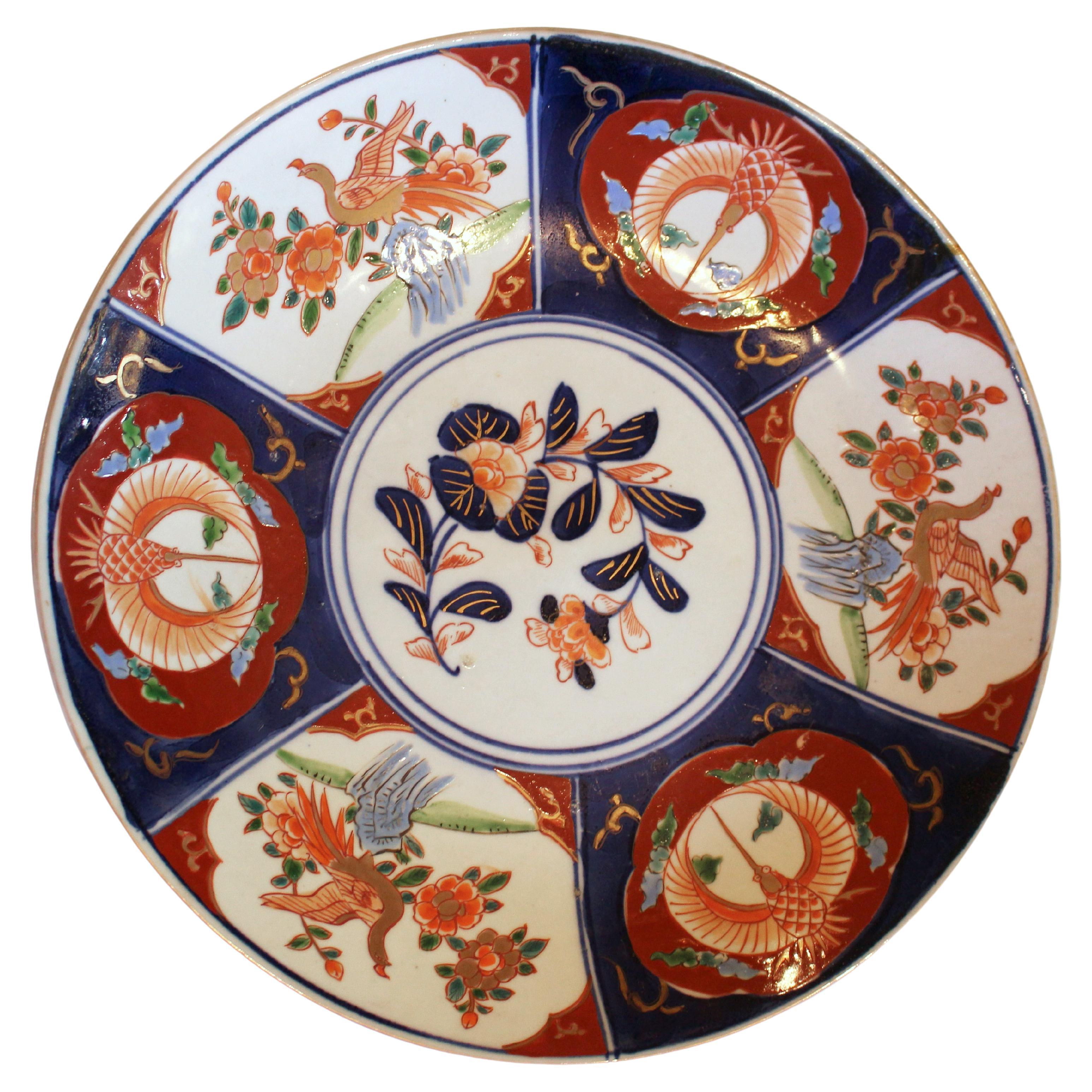 Circa 1870 Imari Chop Plate Featuring Phoenix Birds For Sale
