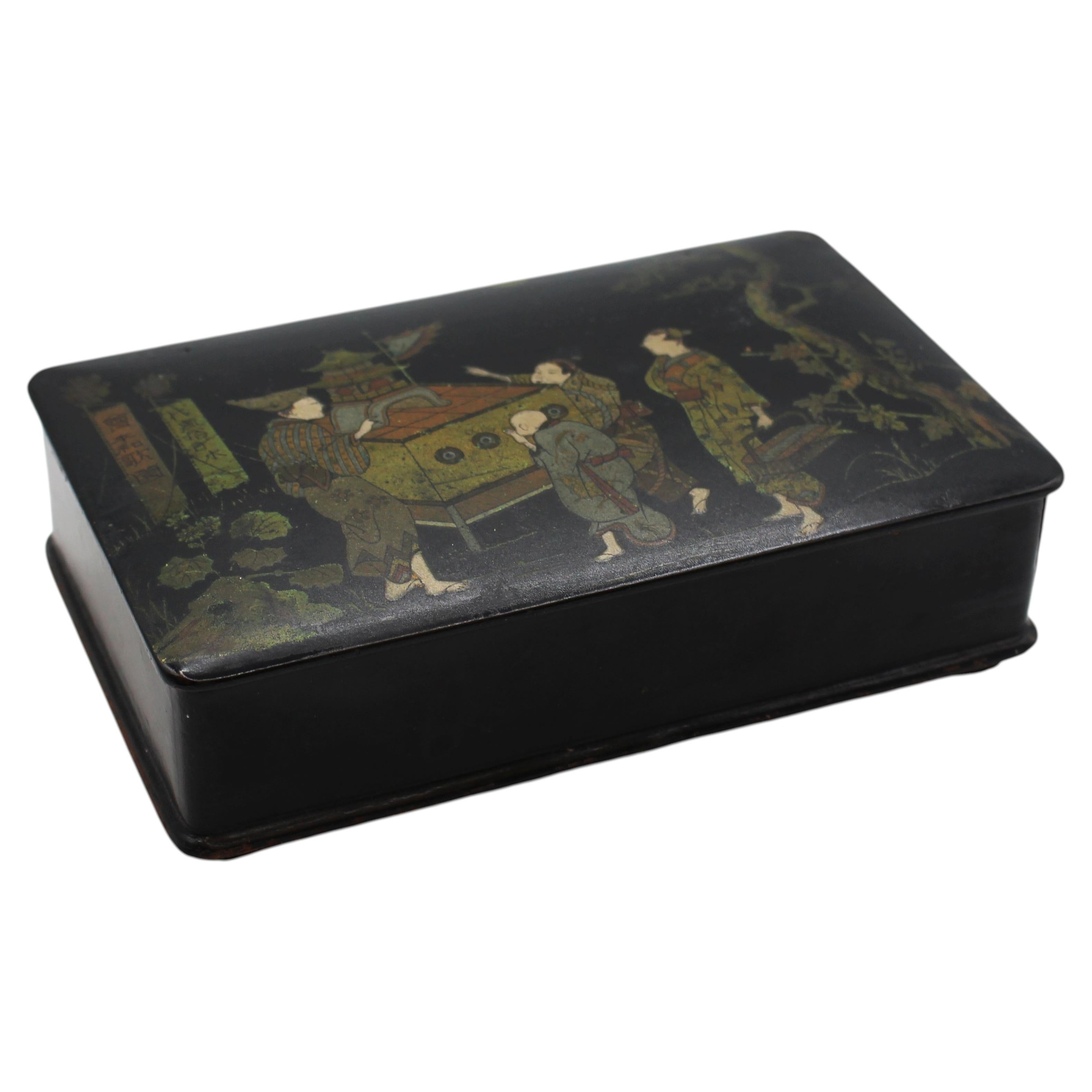 Circa 1870 Japanese Meiji Era Lacquer & Papier Mache Box