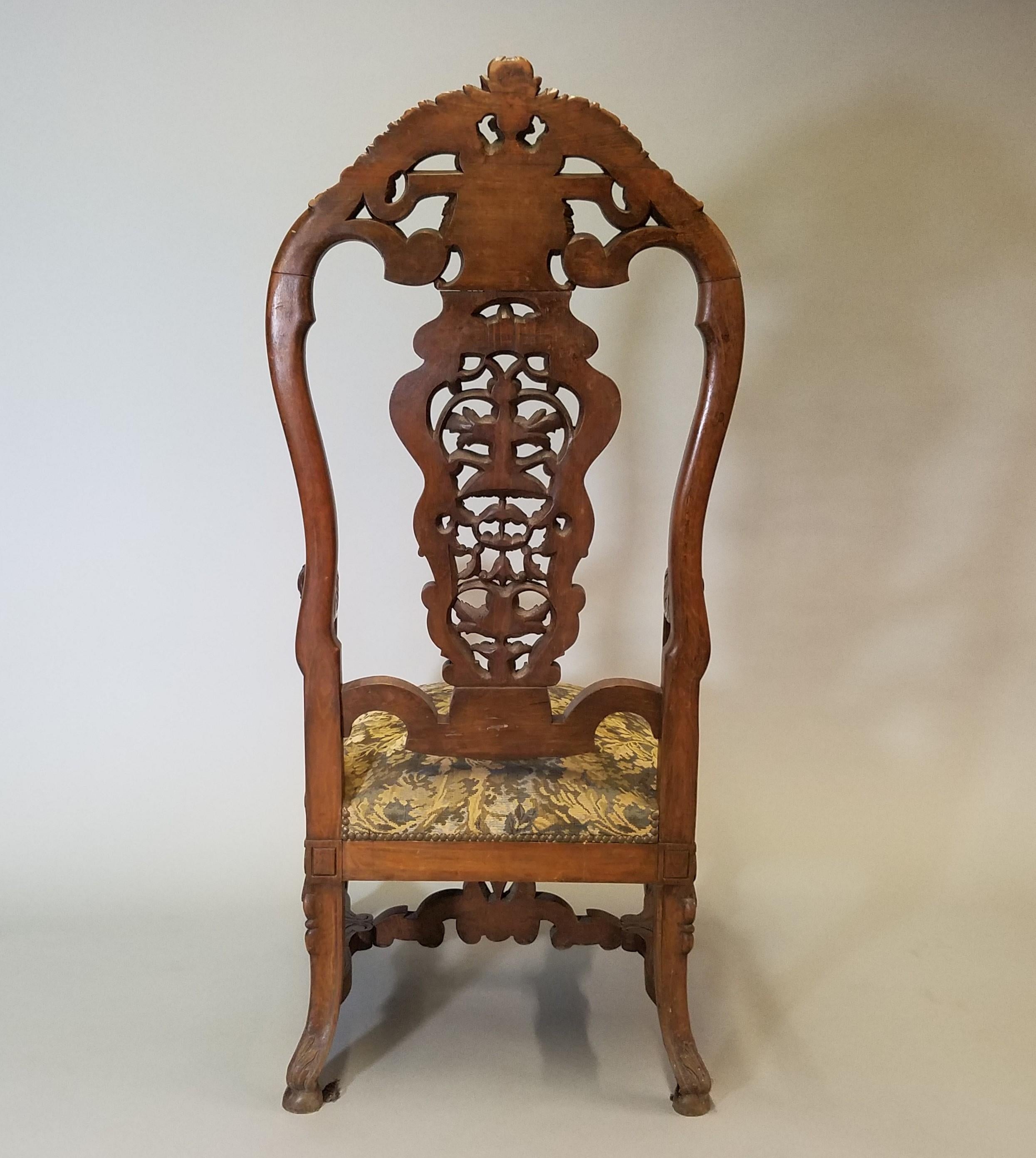 19th Century Circa 1870 Louis XV Renaissance Style Walnut Armchairs For Sale