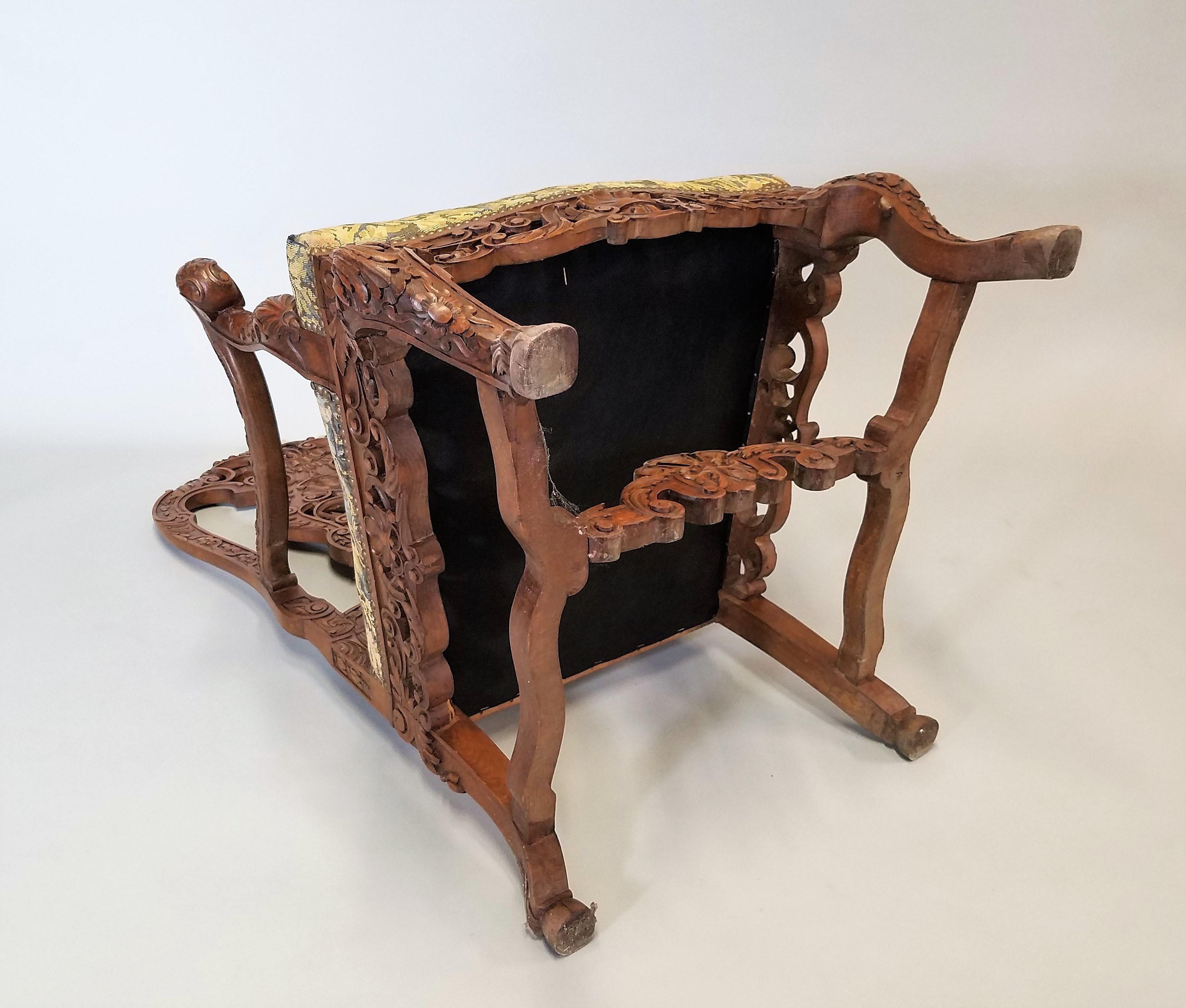 Circa 1870 Louis XV Renaissance Style Walnut Armchairs For Sale 2