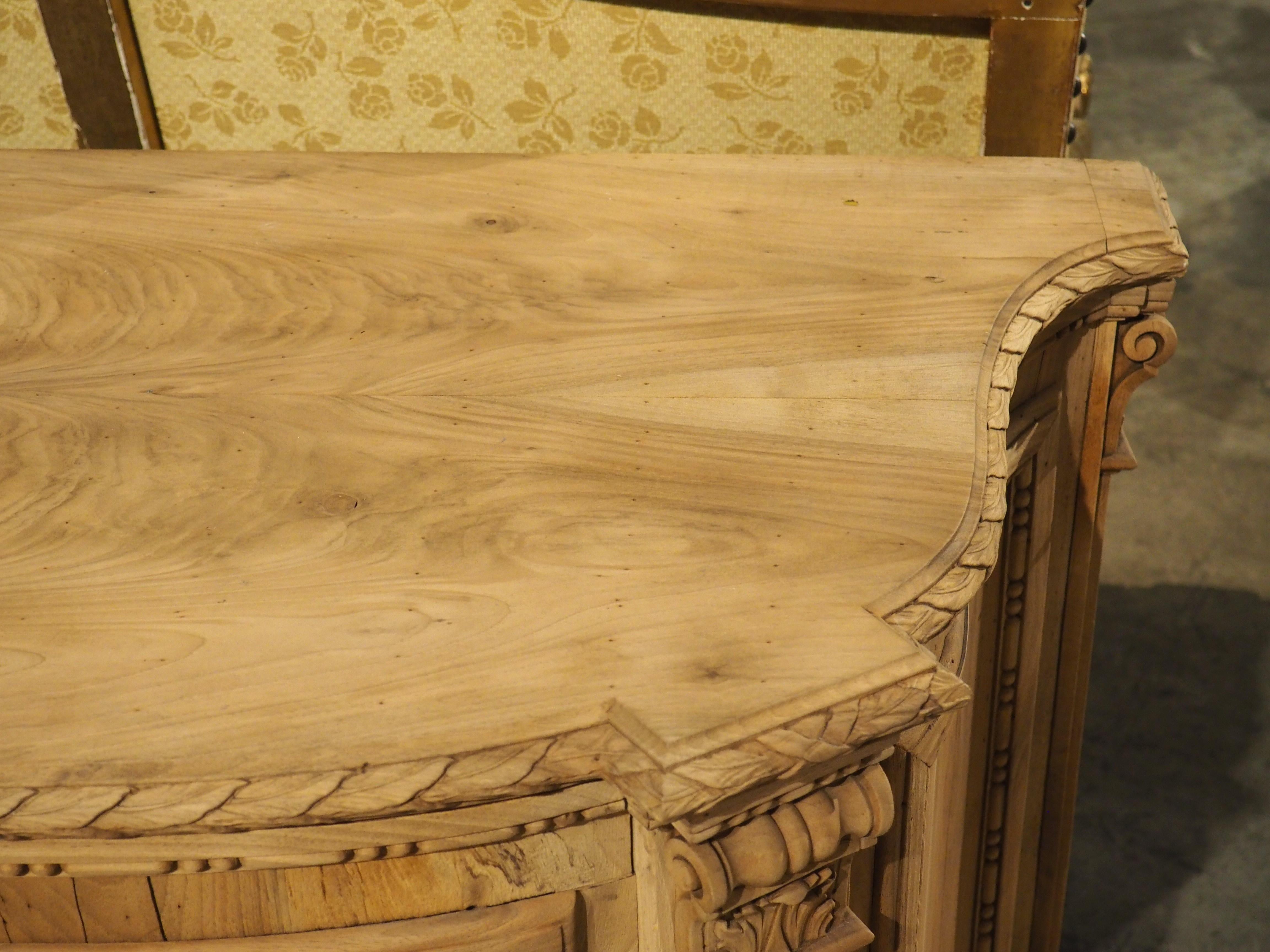 Circa 1870 Louis XVI Style Bleached Walnut Drapery Swag Commode from Italy 6