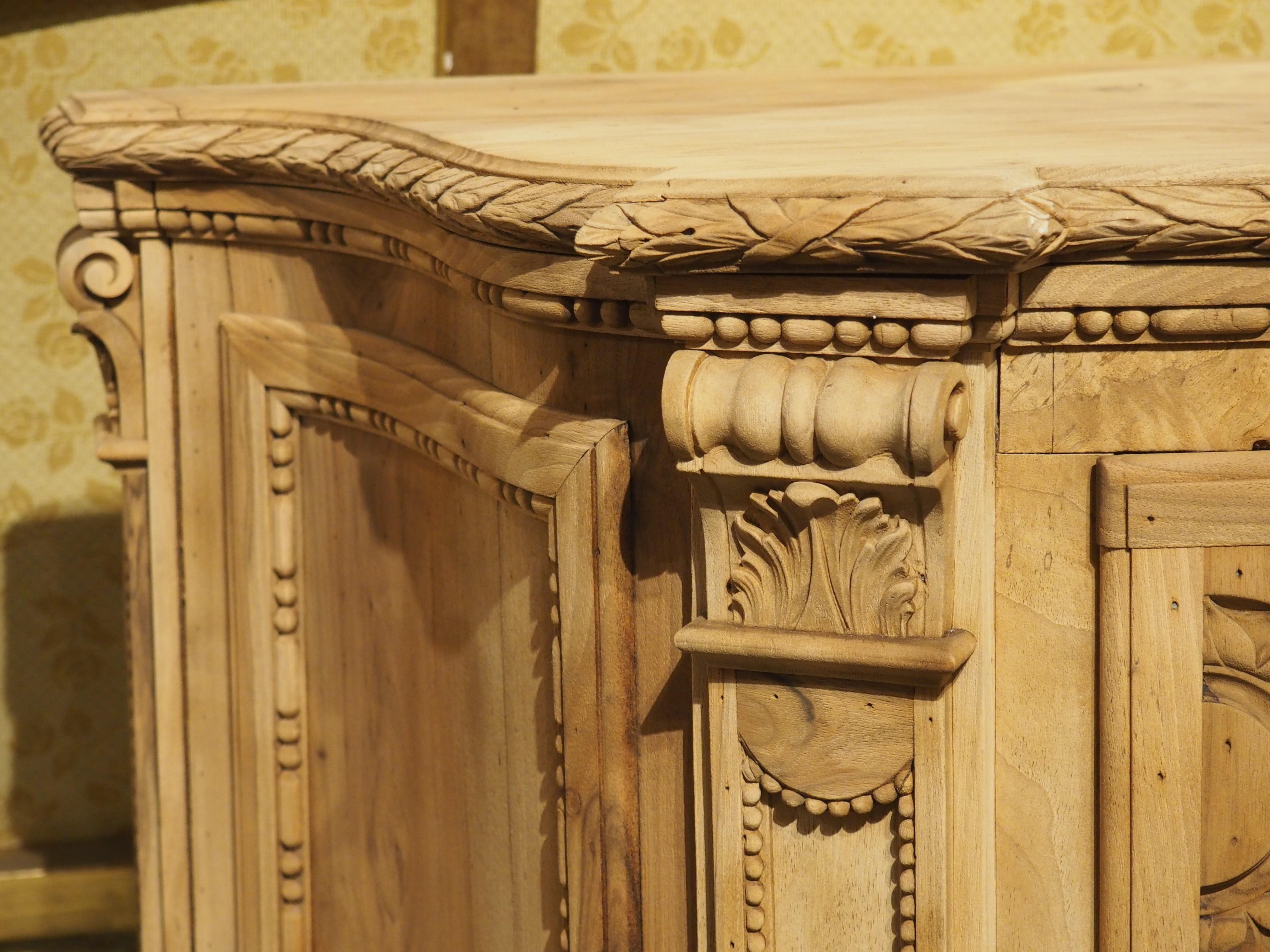 Circa 1870 Louis XVI Style Bleached Walnut Drapery Swag Commode from Italy 8