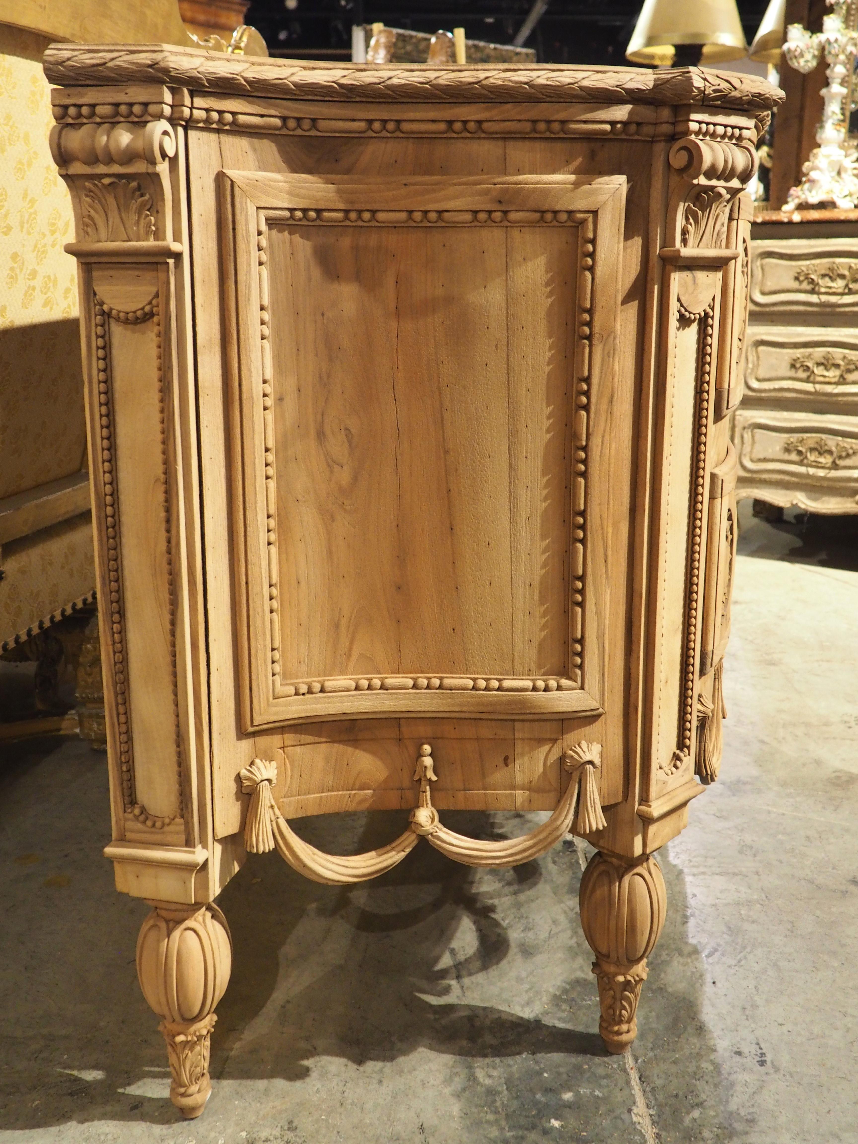 Circa 1870 Louis XVI Style Bleached Walnut Drapery Swag Commode from Italy For Sale 9