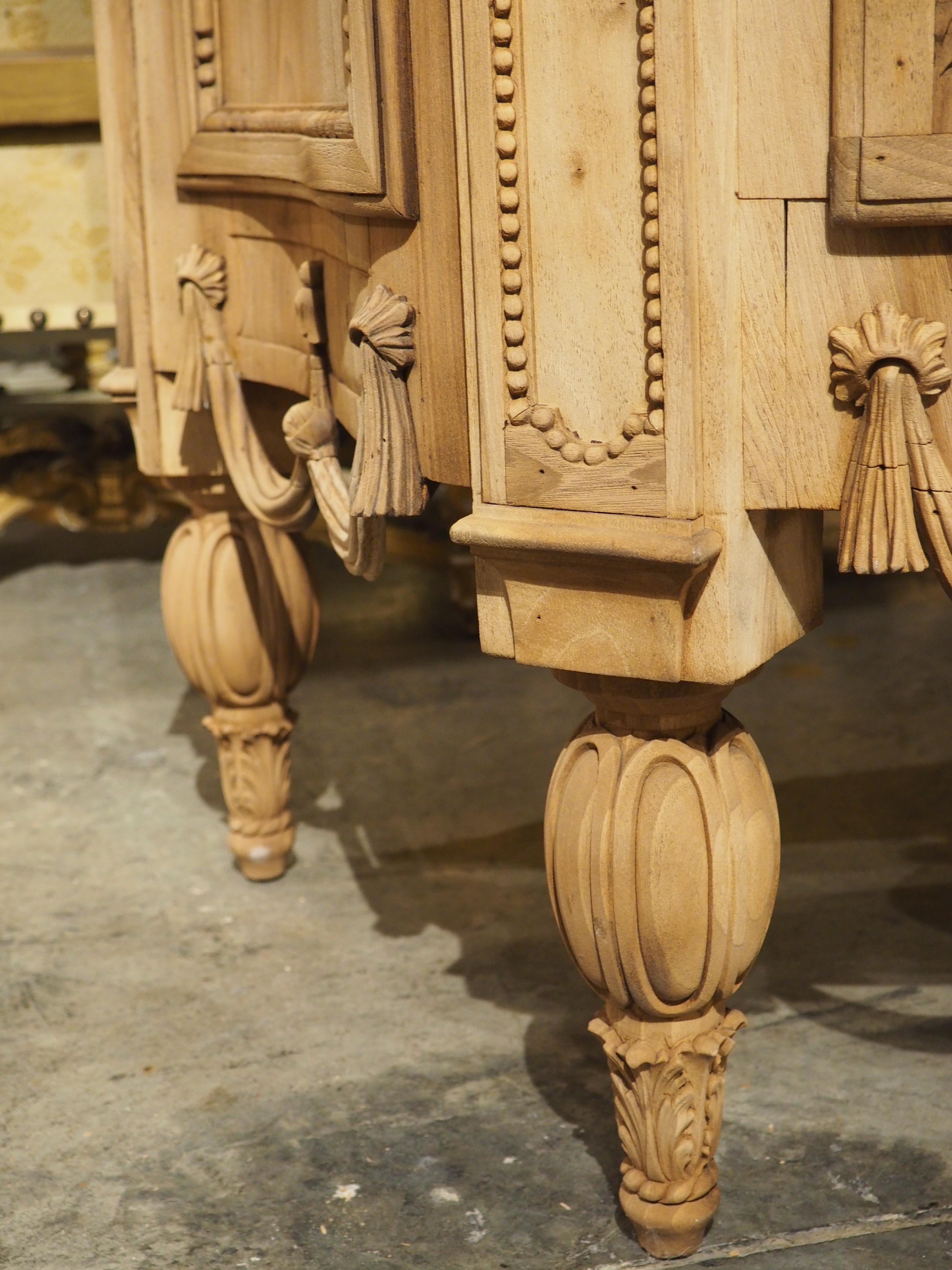 Circa 1870 Louis XVI Style Bleached Walnut Drapery Swag Commode from Italy 11