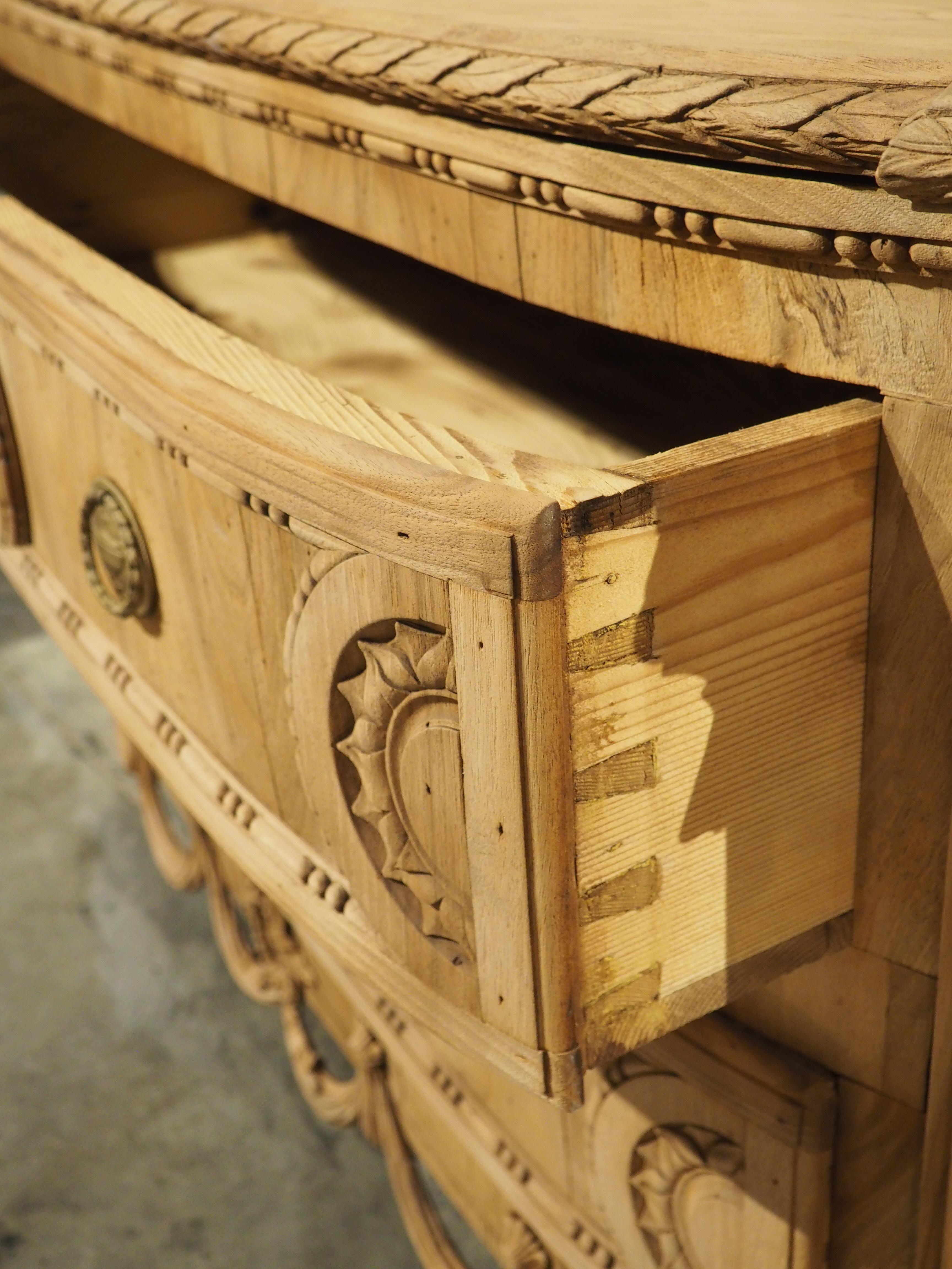 Circa 1870 Louis XVI Style Bleached Walnut Drapery Swag Commode from Italy 15