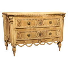 Used Circa 1870 Louis XVI Style Bleached Walnut Drapery Swag Commode from Italy