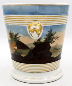 Circa 1870 Old Paris French Porcelain Cache Pot With Drip Pan Base