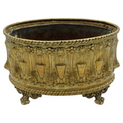Circa 1870 Oval Repousse Brass English or French Jardiniere