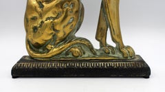 Circa 1870 Pair of Cast Brass & Iron Dog Doorstops or Chimney Ornaments