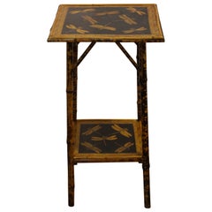 Antique Circa 1870 Petite Square Bamboo 2-Tier Table