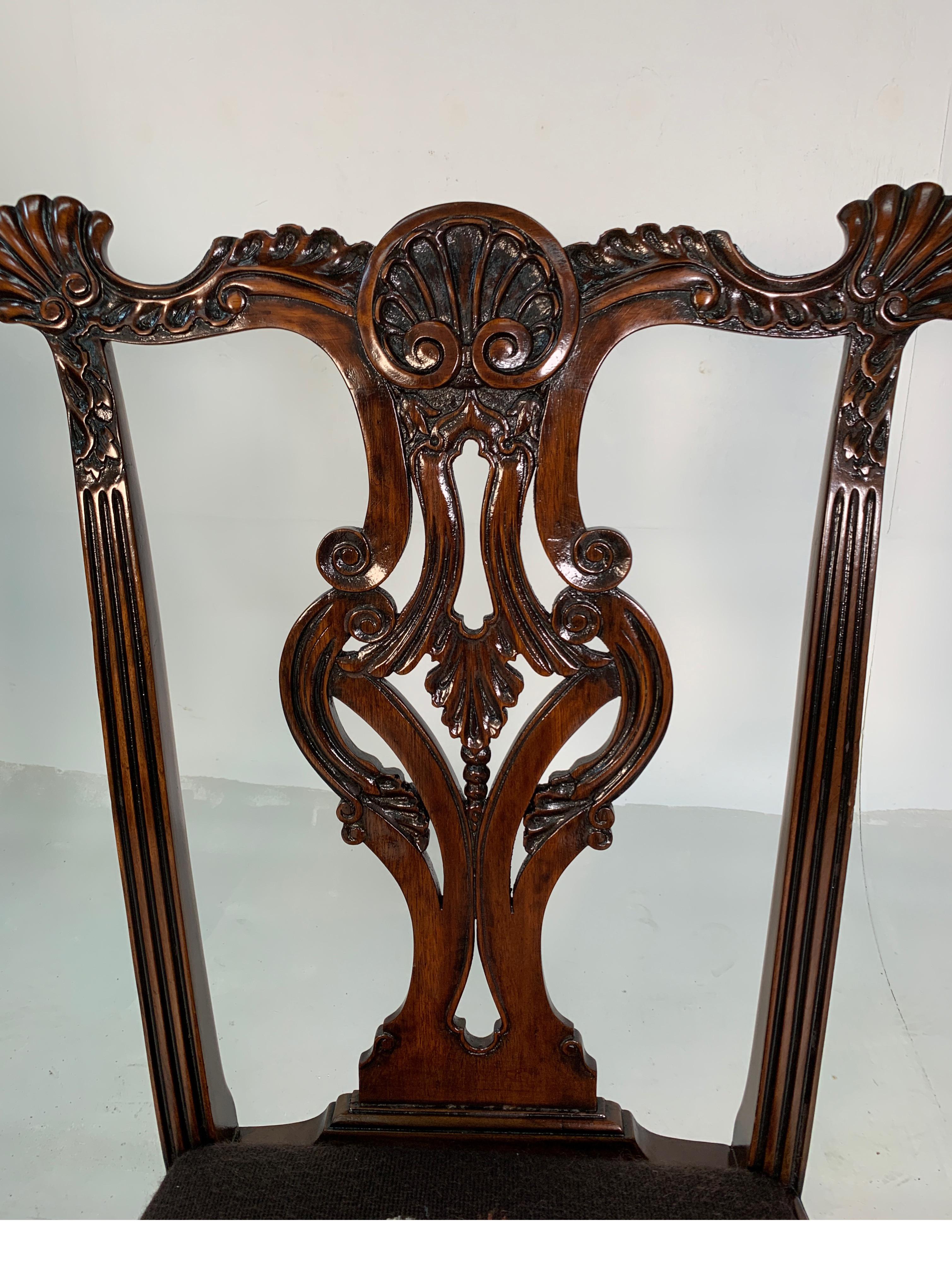 Set of Ten Beautifully Hand Carved Mahogany Chippendale Style Chairs, circa 1870 6