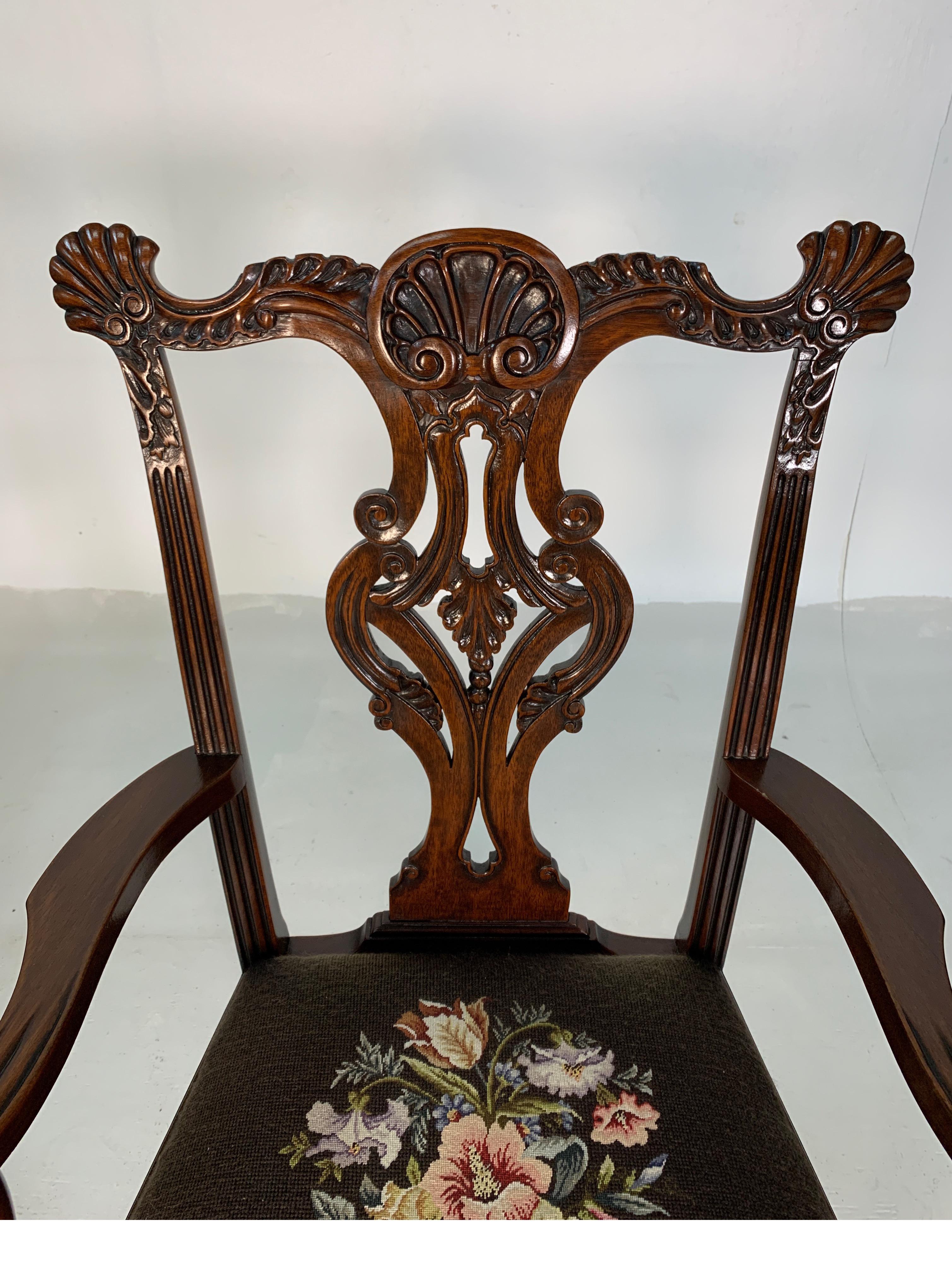 Set of Ten Beautifully Hand Carved Mahogany Chippendale Style Chairs, circa 1870 2