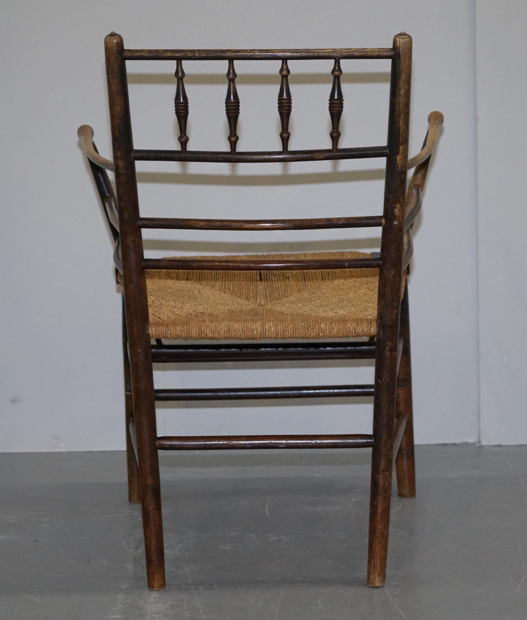 William Morris Sussex Armchair as Seen in the V&A Original Rush Seat, circa 1870 9
