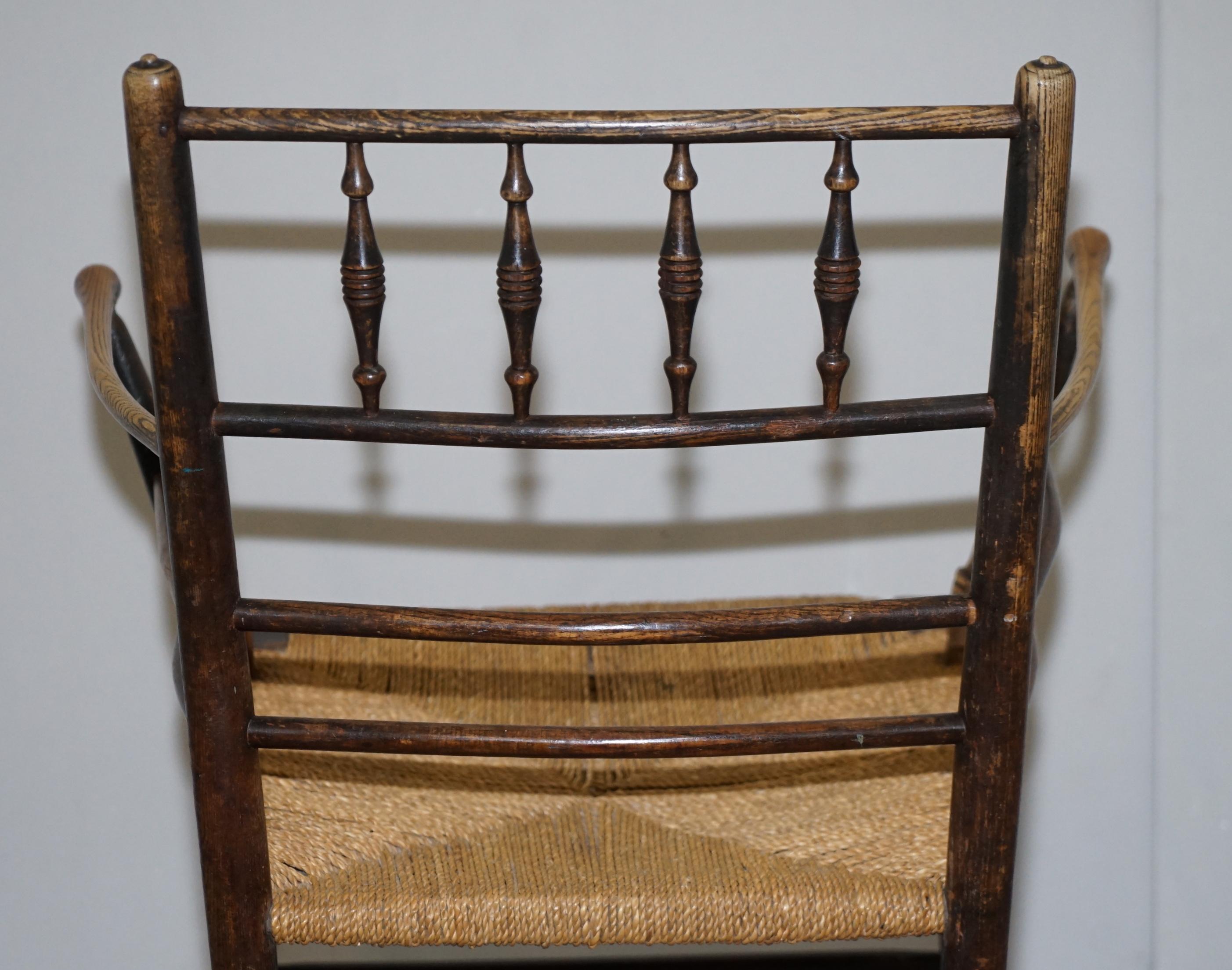 William Morris Sussex Armchair as Seen in the V&A Original Rush Seat, circa 1870 10