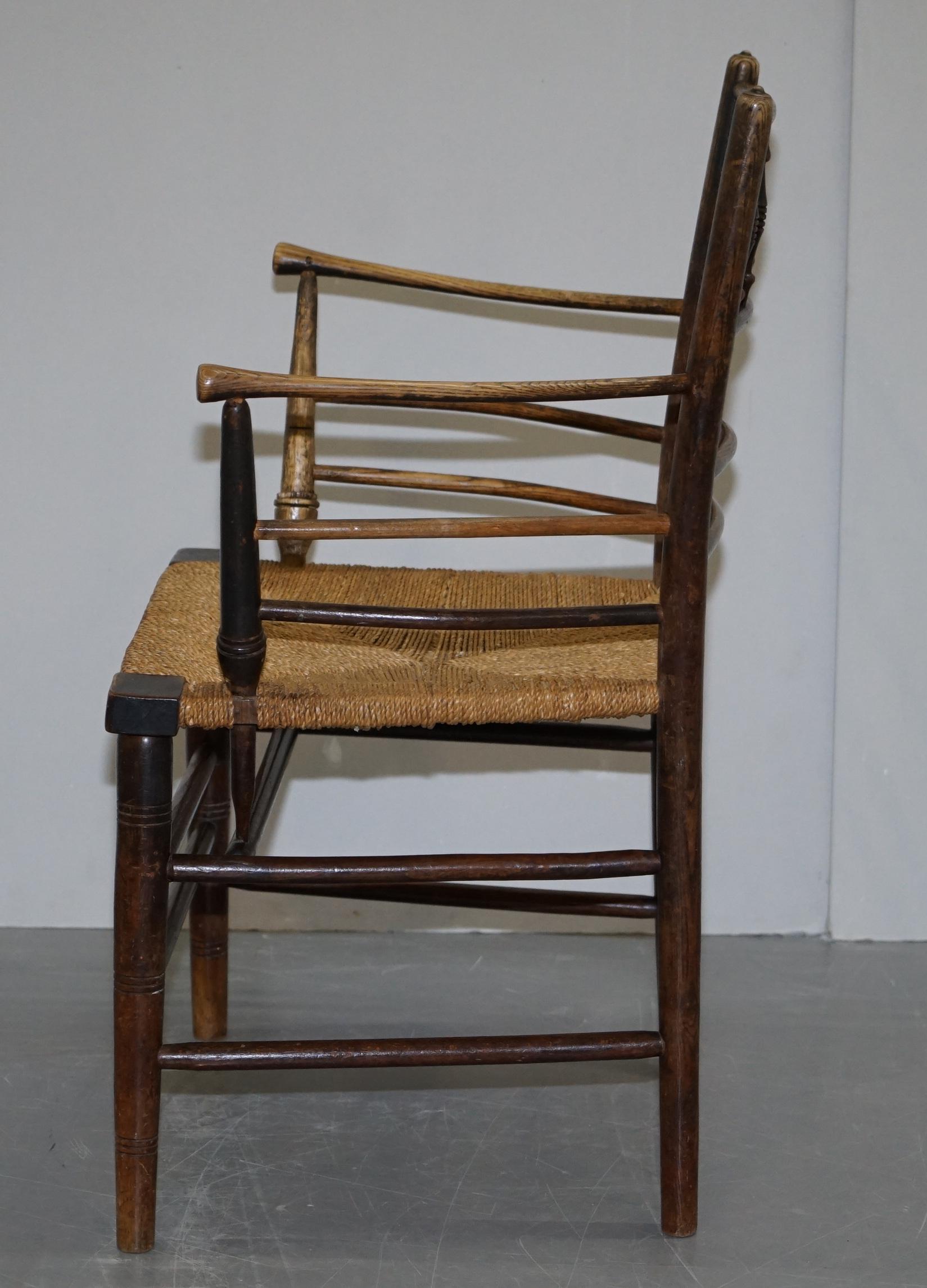 William Morris Sussex Armchair as Seen in the V&A Original Rush Seat, circa 1870 12