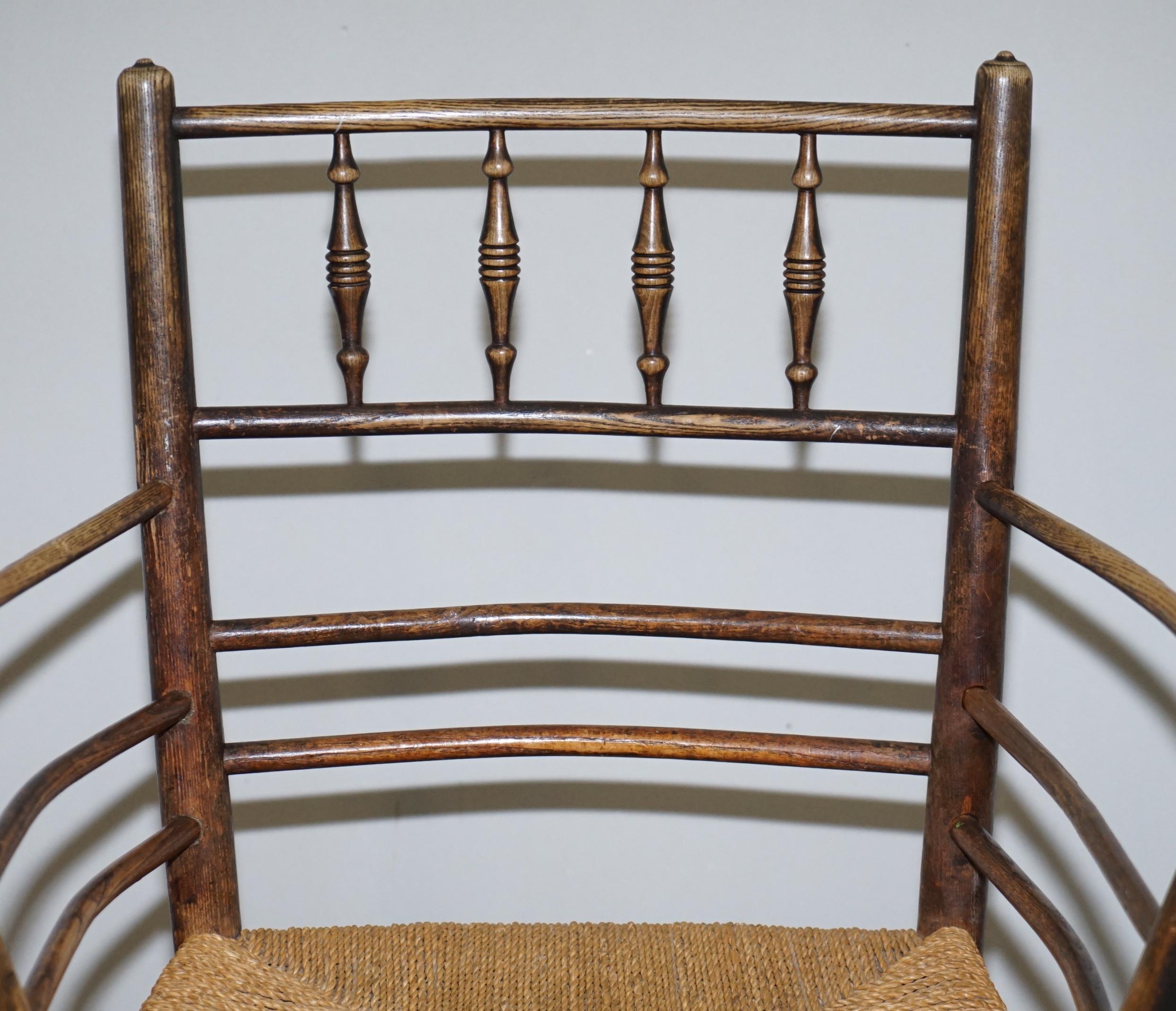 English William Morris Sussex Armchair as Seen in the V&A Original Rush Seat, circa 1870