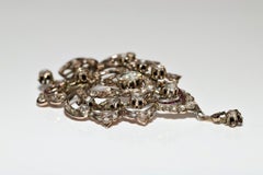 Circa 1870s 8k Gold Ottoman Natural Rose Cut Diamond Ruby Pendant Necklace