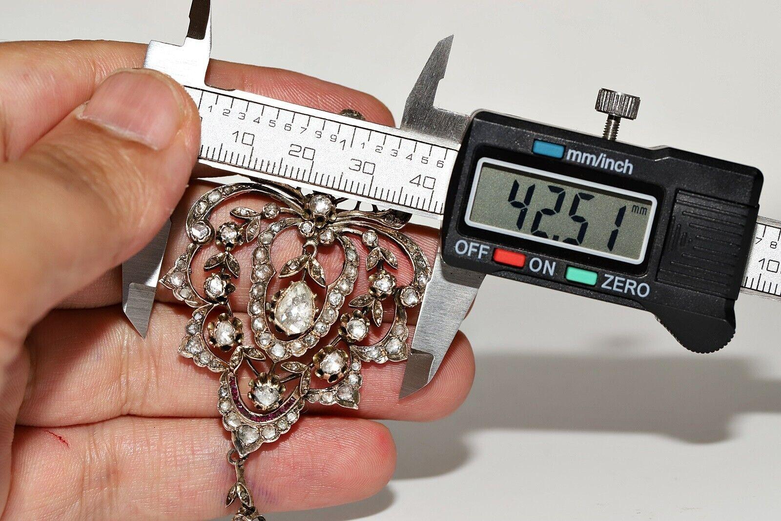 Collier pendentif ottoman en or 8 carats avec diamants naturels taille rose, datant des années 1870 Pour femmes en vente