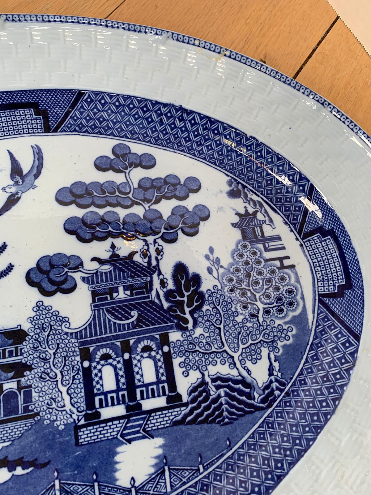 Blue Willow Porcelain Charger by T.C. Brown-Westhead Moore & Co., circa 1870s For Sale 3