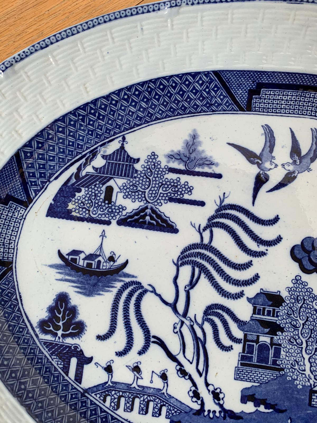 Blue Willow Porcelain Charger by T.C. Brown-Westhead Moore & Co., circa 1870s For Sale 4