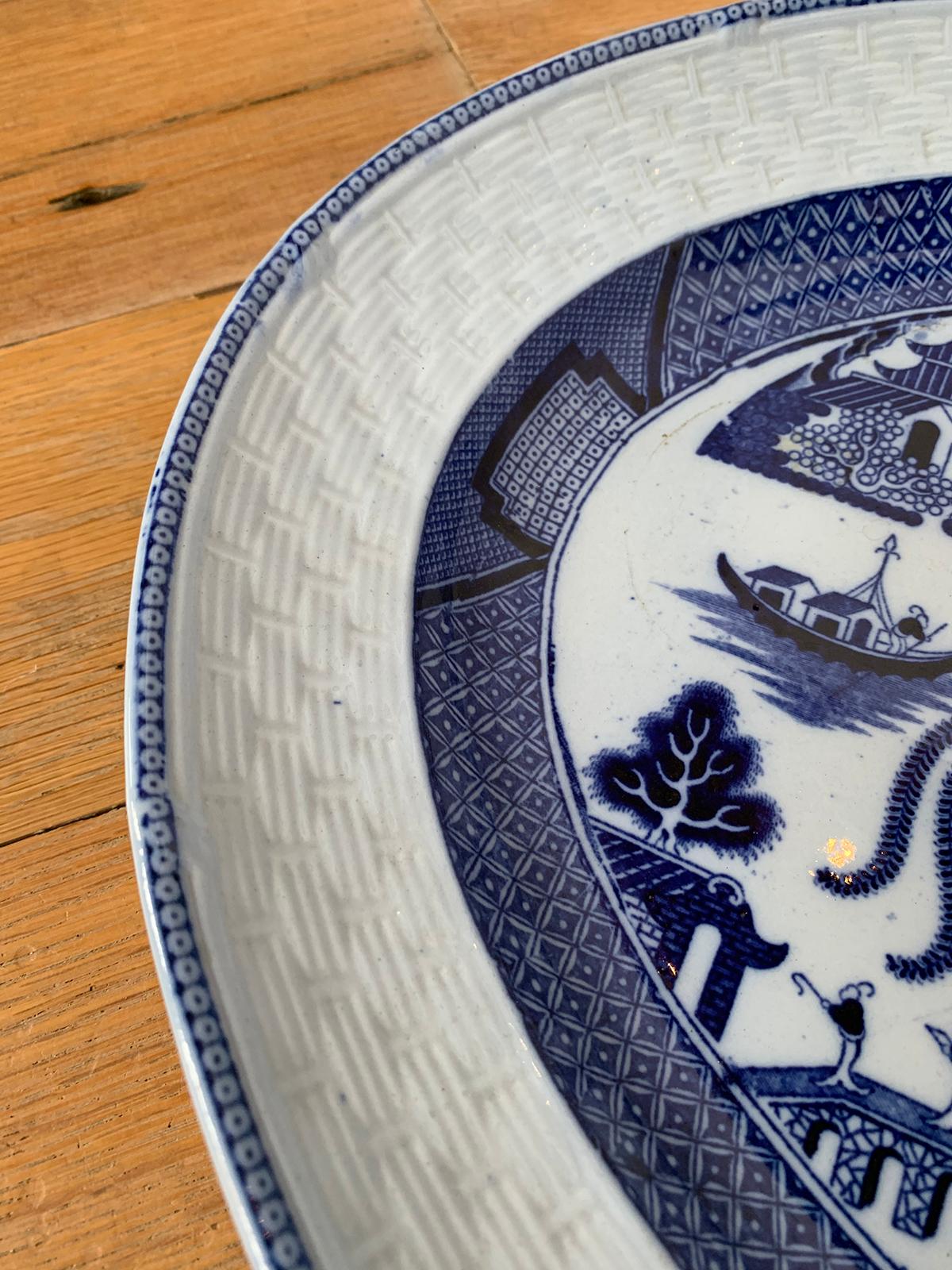 Blue Willow Porcelain Charger by T.C. Brown-Westhead Moore & Co., circa 1870s For Sale 6