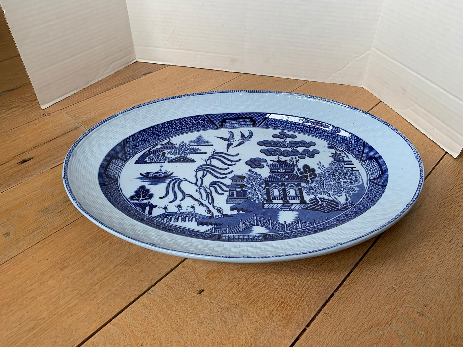 19th Century Blue Willow Porcelain Charger by T.C. Brown-Westhead Moore & Co., circa 1870s For Sale