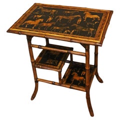 Circa 1870s English Large Rectangular Multi-Tier Bamboo Table