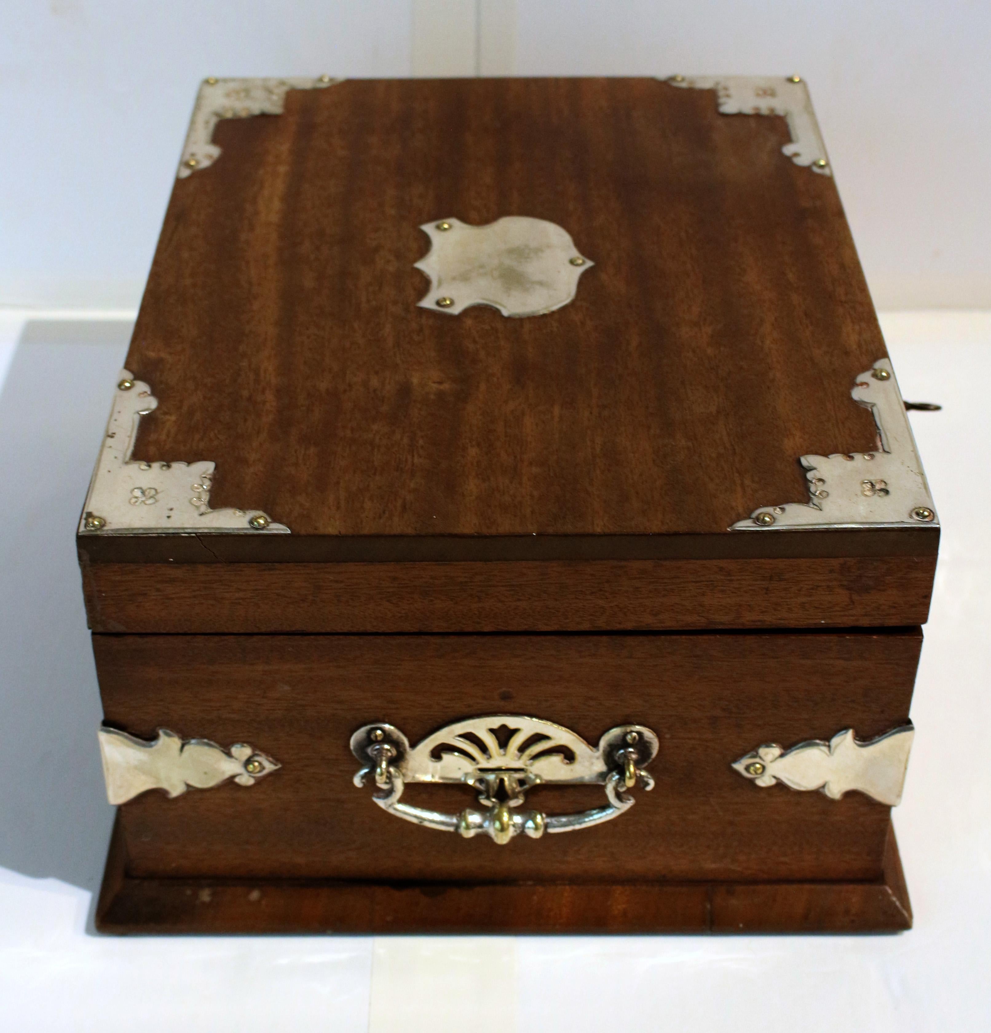 Late 19th Century Circa 1870s Silverplate and Mahogany Humidor Box