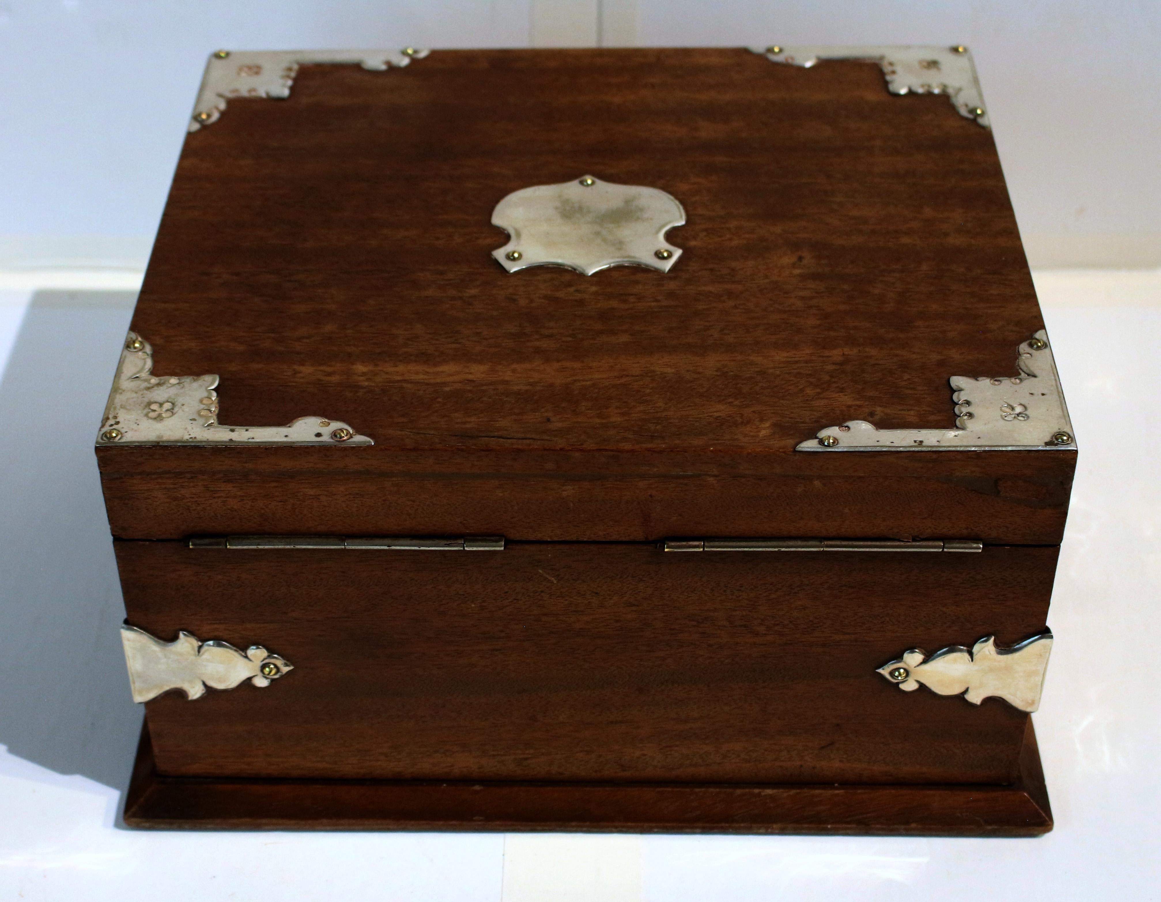 Circa 1870s Silverplate and Mahogany Humidor Box 3