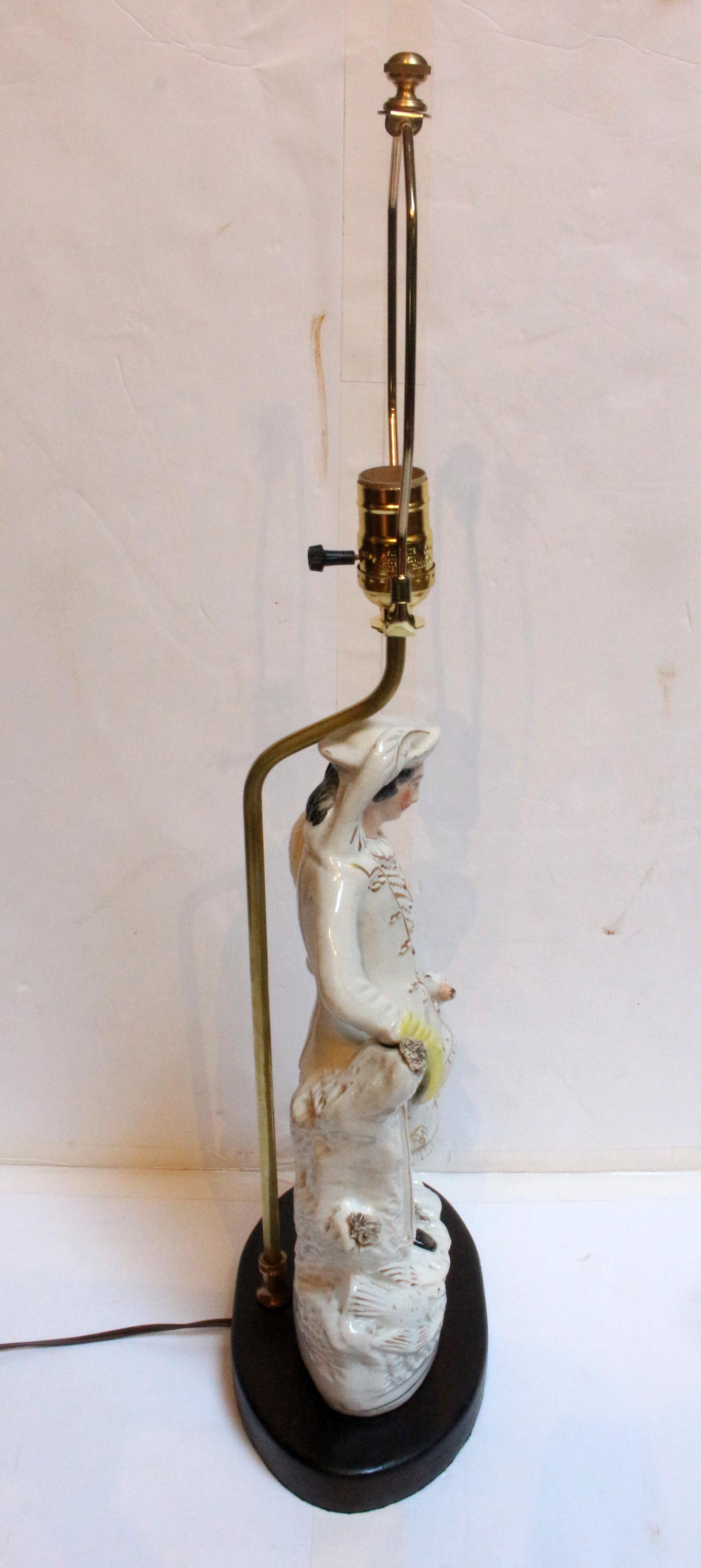 English Circa 1870s Staffordshire Figure Now Mounted as a Lamp For Sale