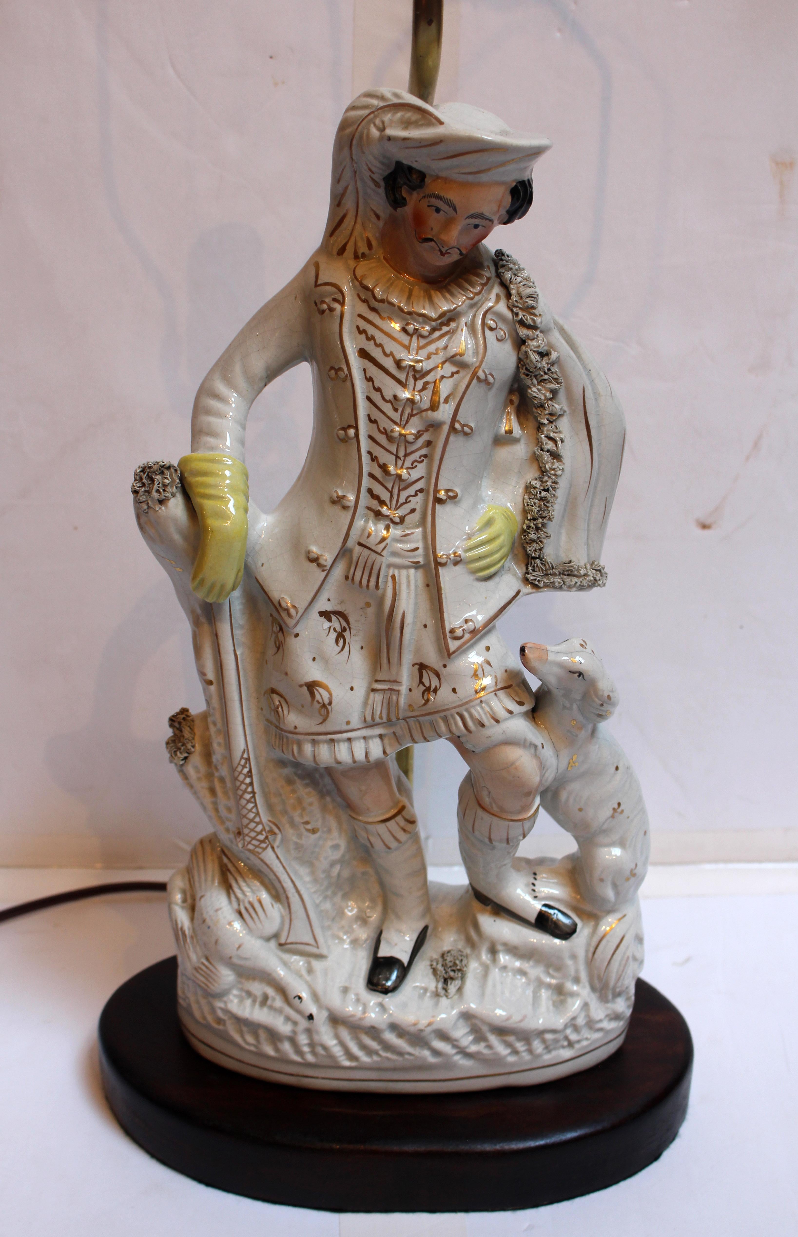 Circa 1870s Staffordshire Figure Now Mounted as a Lamp In Good Condition For Sale In Chapel Hill, NC
