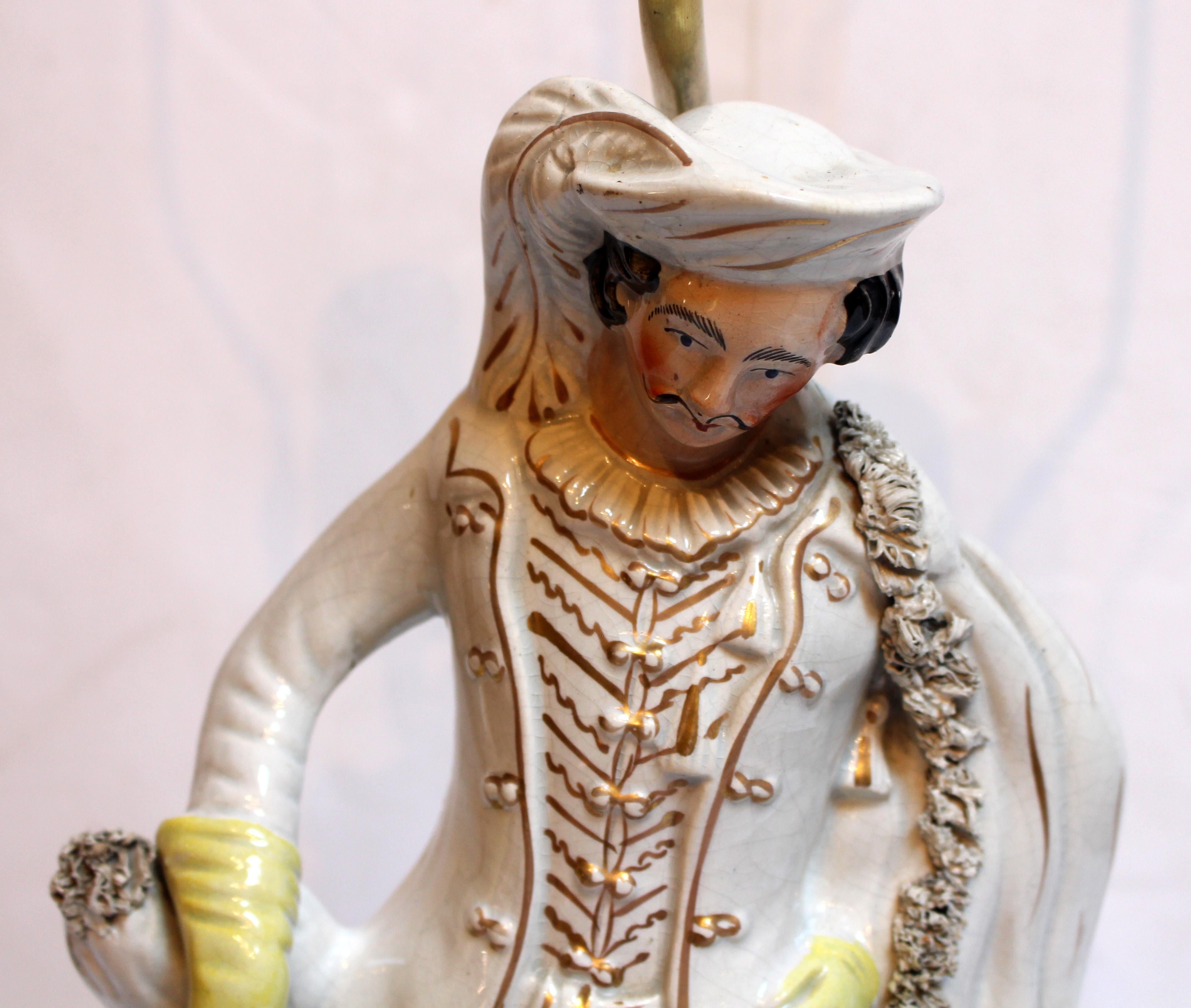 Porcelain Circa 1870s Staffordshire Figure Now Mounted as a Lamp For Sale