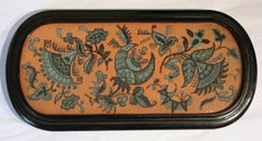 Circa 1875, Bandeja de panel ovalada con abalorios de Berlín