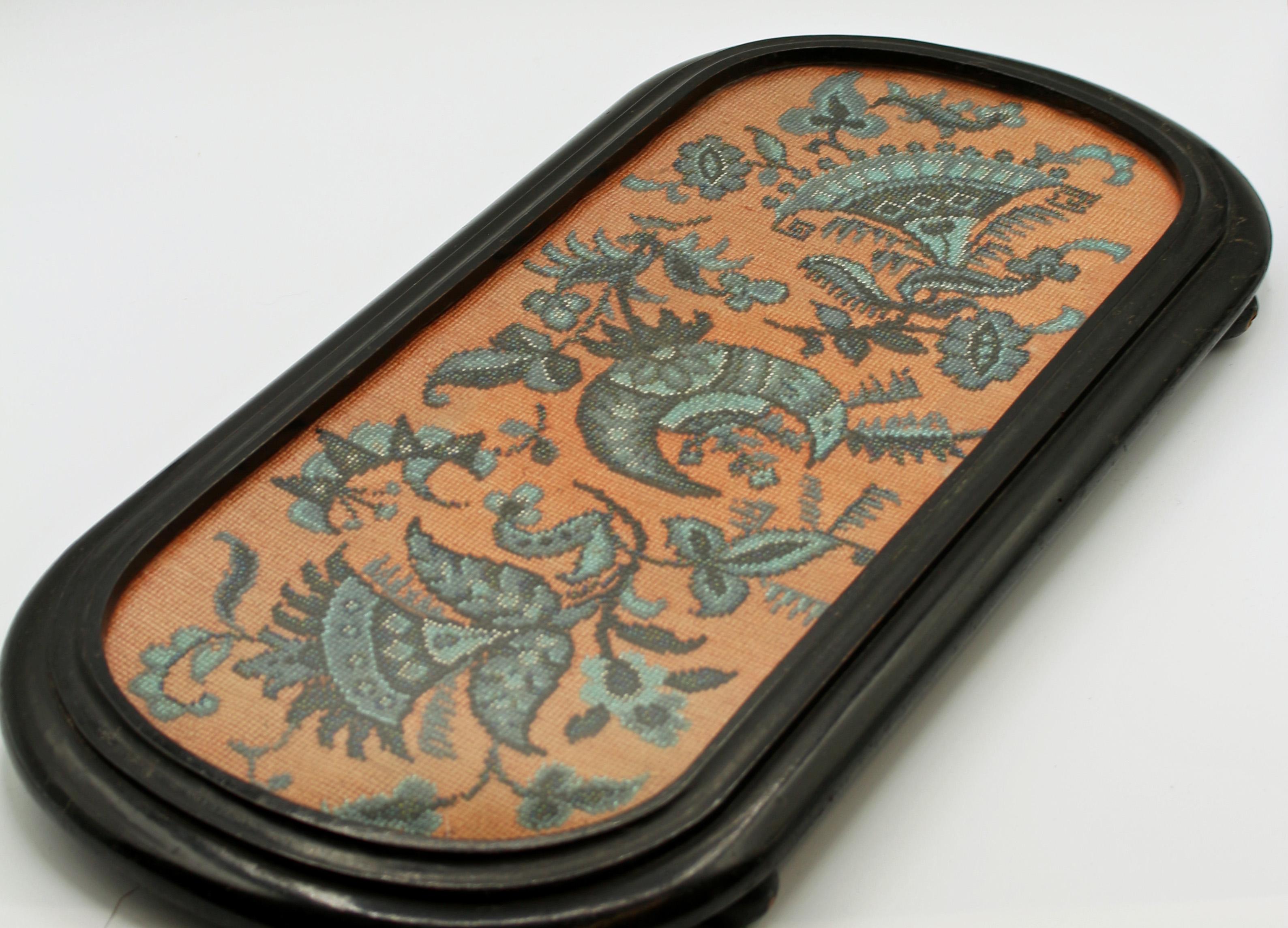 Circa 1875, Berlin Beadwork Oval Panel Tray 3