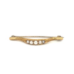 Circa 1875 Victorian Lingerie Pin with Seed Pearls in 18K Gold